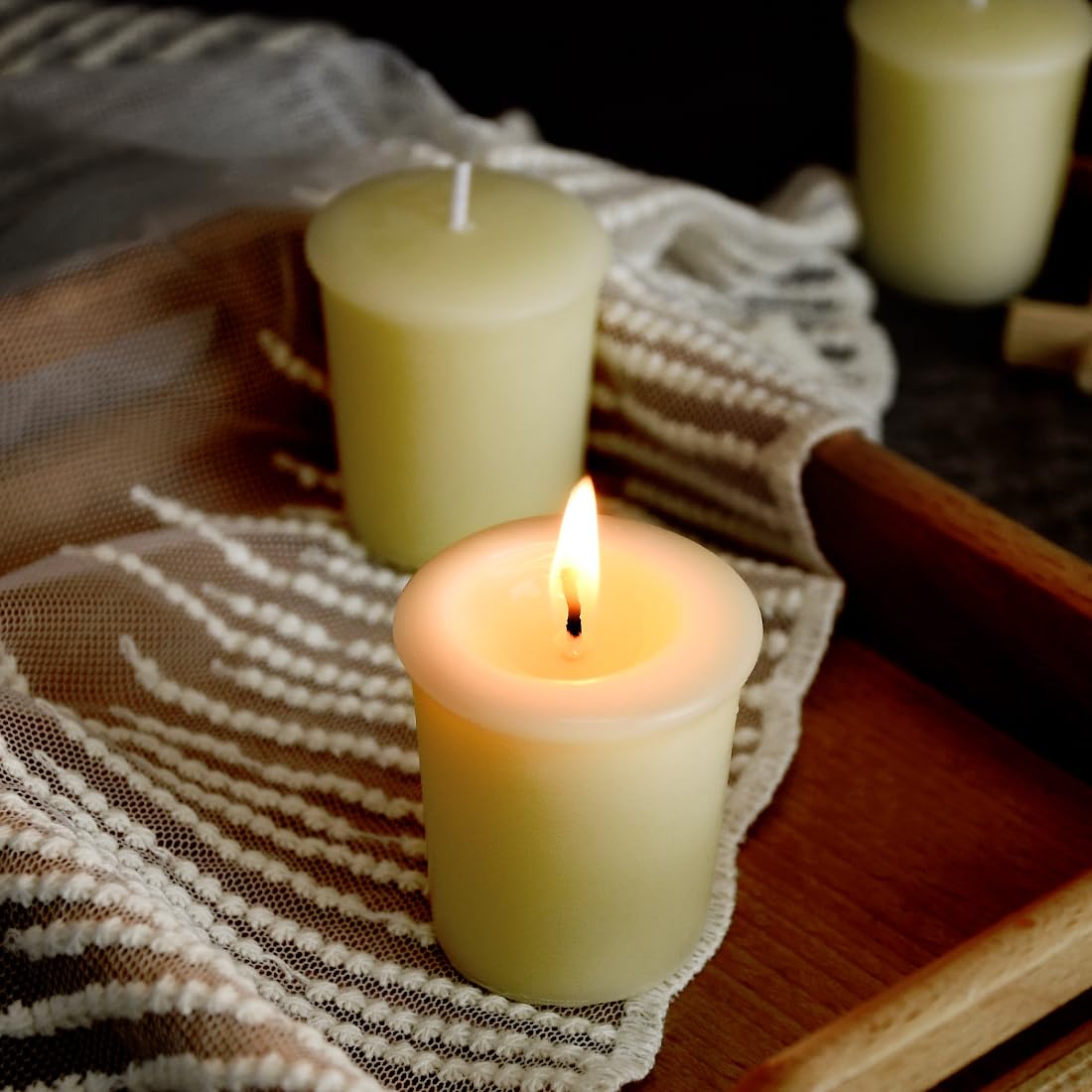 Pure White Beeswax Votive Candles - 6 Pack Natural Unscented Candles for Home Decor, Wedding Centerpieces, Spa Relaxation & Romantic Ambiance