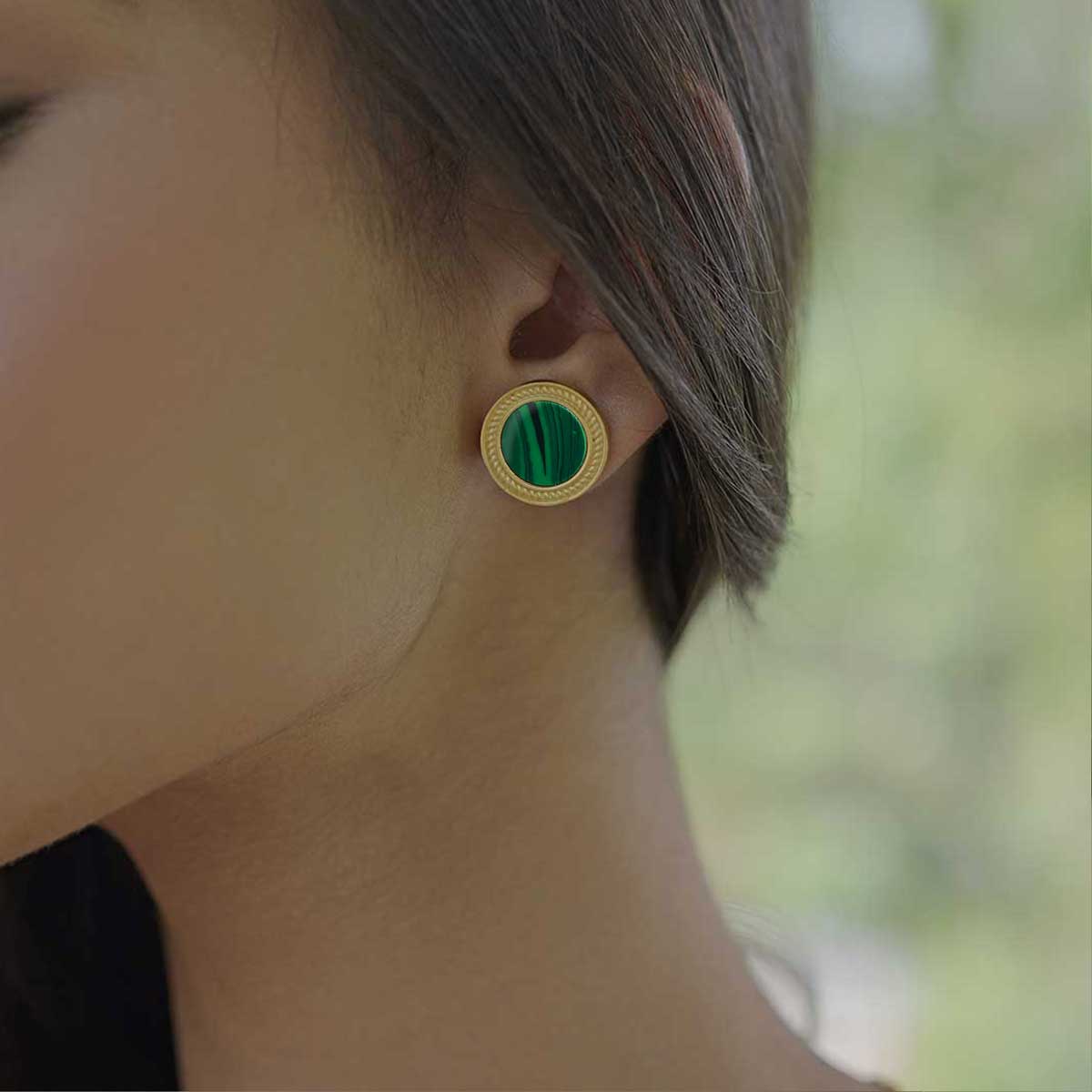 Harmony Pendant Necklace & Stud Earrings Set - Genuine Malachite Jewelry for Women, Gift for Her | Perfect for Weddings, Anniversaries & Special Occasions