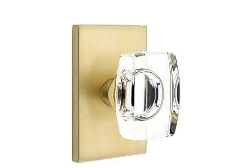 Emtek Privacy Set - Modern Rectangle Rosette & Windsor Crystal Knob in Oil Rubbed Bronze | Elegant Door Hardware for Bedrooms, Bathrooms & Private Spaces