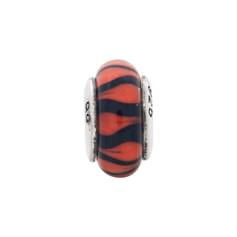 Hand-Blown Red & Black Glass Bead - Sterling Silver Jewelry Making Supplies for Necklaces, Bracelets & DIY Crafts