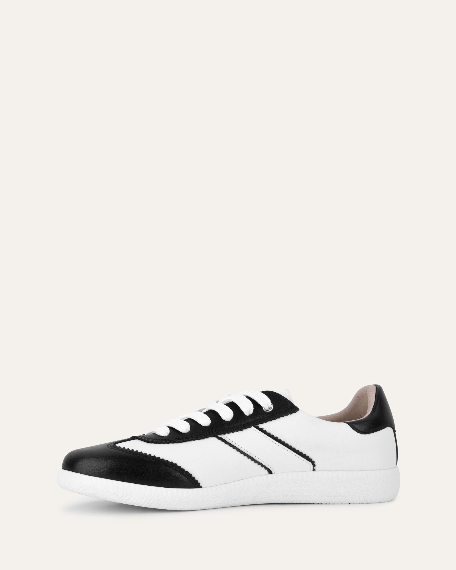 LOLA Black & White Leather Sneakers for Women - Comfortable Casual Walking Shoes for Daily Wear, Gym, and Travel