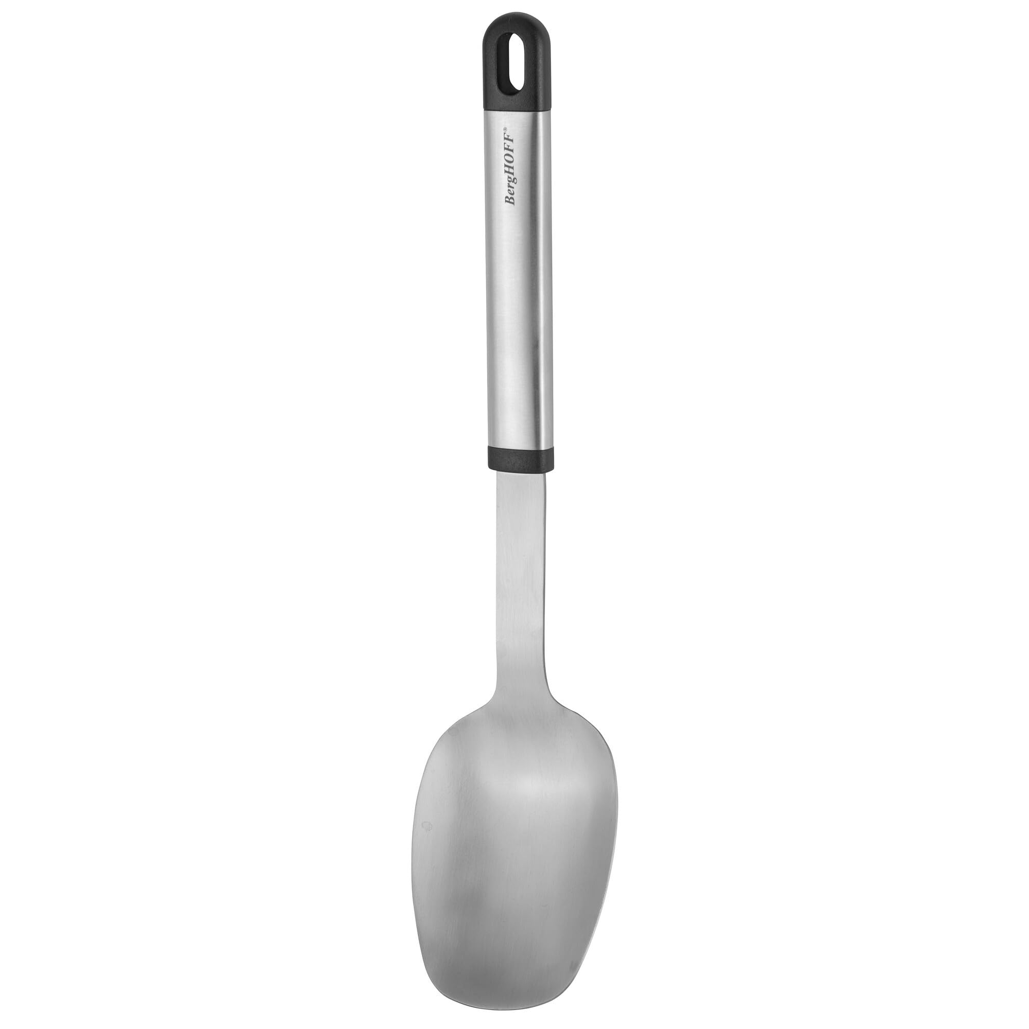 BergHOFF Essentials 8-Piece Stainless Steel Kitchen Utensil Set with Wall-Mounted Revolving Rack - Ergonomic Hollow Handle & Hanging Loop - Perfect for Small Kitchens, Cooking Gifts & Home Organization