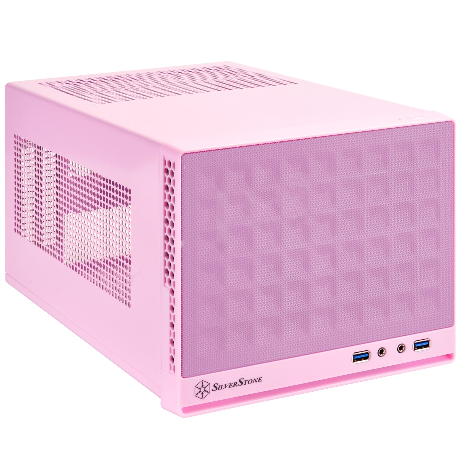SilverStone Technology SG13P Ultra Compact Mini-ITX Computer Case - Pink | Space-Saving Small Form Factor PC Enclosure for Home Office, Gaming & HTPC Builds