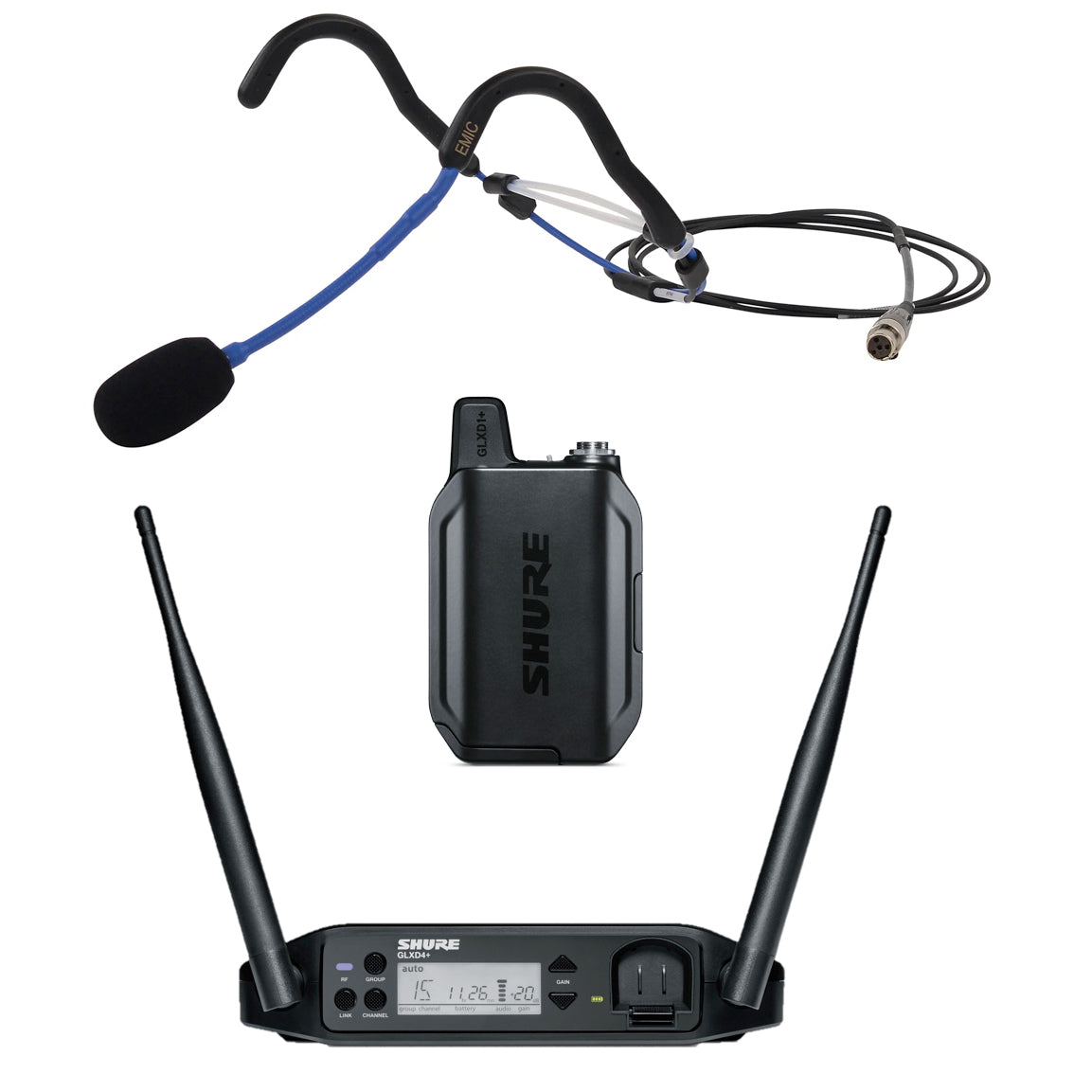 Shure GLXD+ Wireless Microphone System with E Mic Headset - Professional Wireless Microphone for Singing, Fitness, Live Performances & Studio Recording