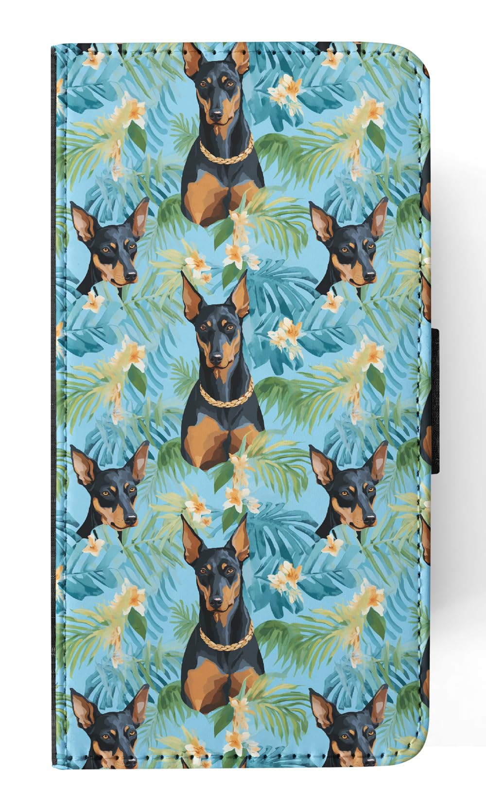 Doberman Pinscher Puppy Dog Pattern Faux Leather Flip Wallet Phone Case for Apple iPhone 14 Plus - Stylish Protective Cover for Everyday Use & Travel