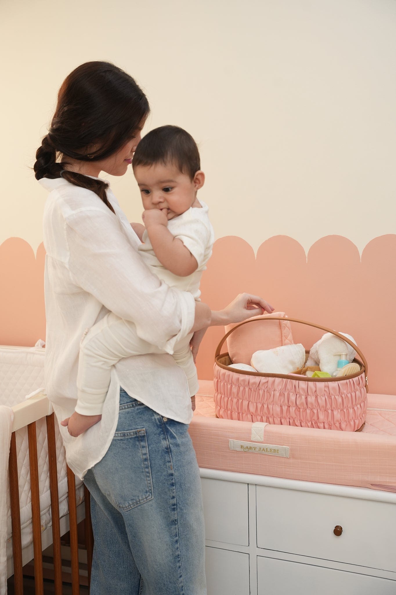 Pink Baby Changing Station - Portable Diaper Changing Pad for Nursery, Travel & On-the-Go - Soft Waterproof Changing Mat with Safety Strap for Newborns & Toddlers