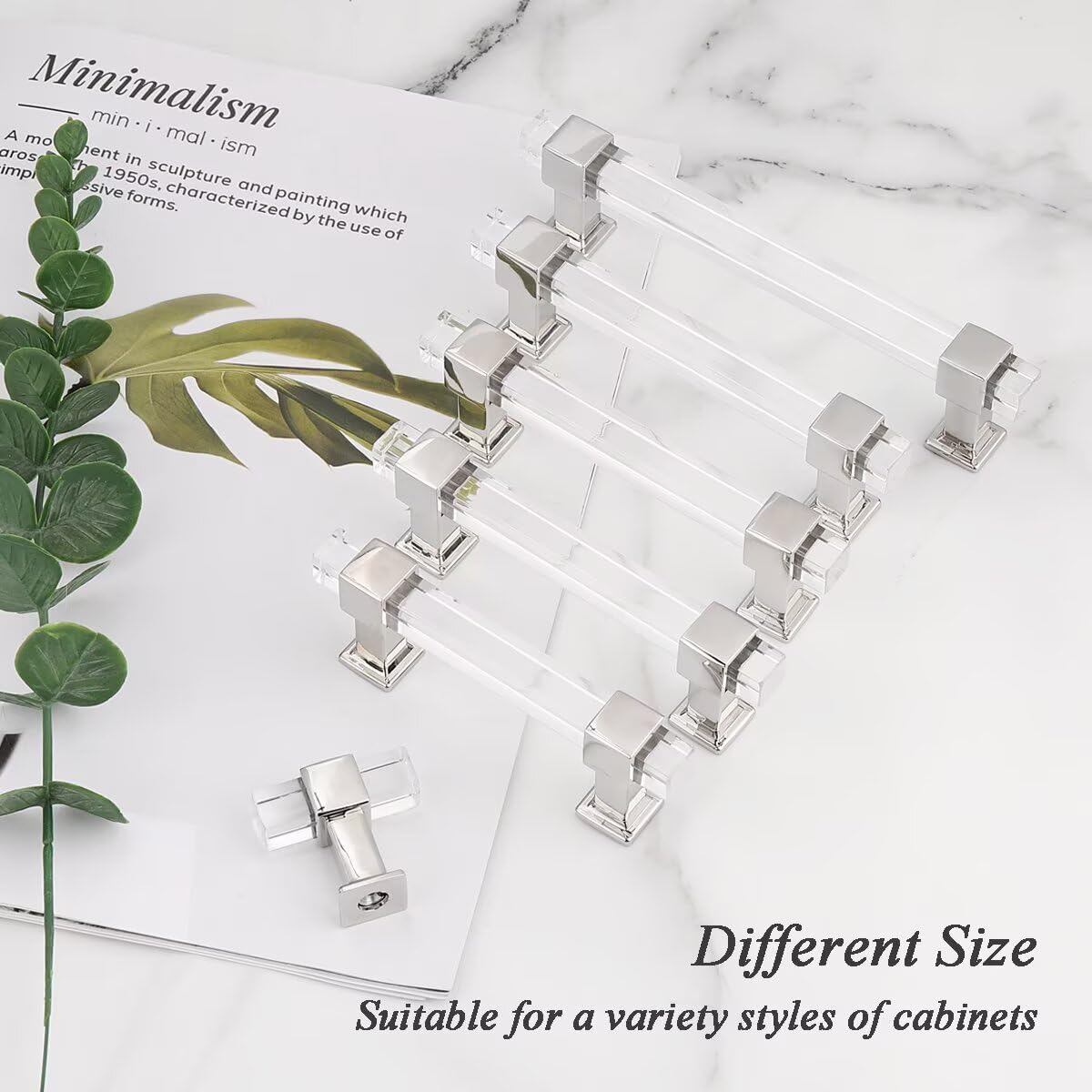15 Pack Knobelite Cabinet Pulls with Square Acrylic Tube - 3-1/2 Inch Hole Center Adjustable Kitchen Cabinet Handles - Zinc Alloy Polished Chrome Drawer Pulls for Bedroom, Bathroom & Kitchen Cabinets - Perfect for Modern Home Renovation and Furniture Upgrade