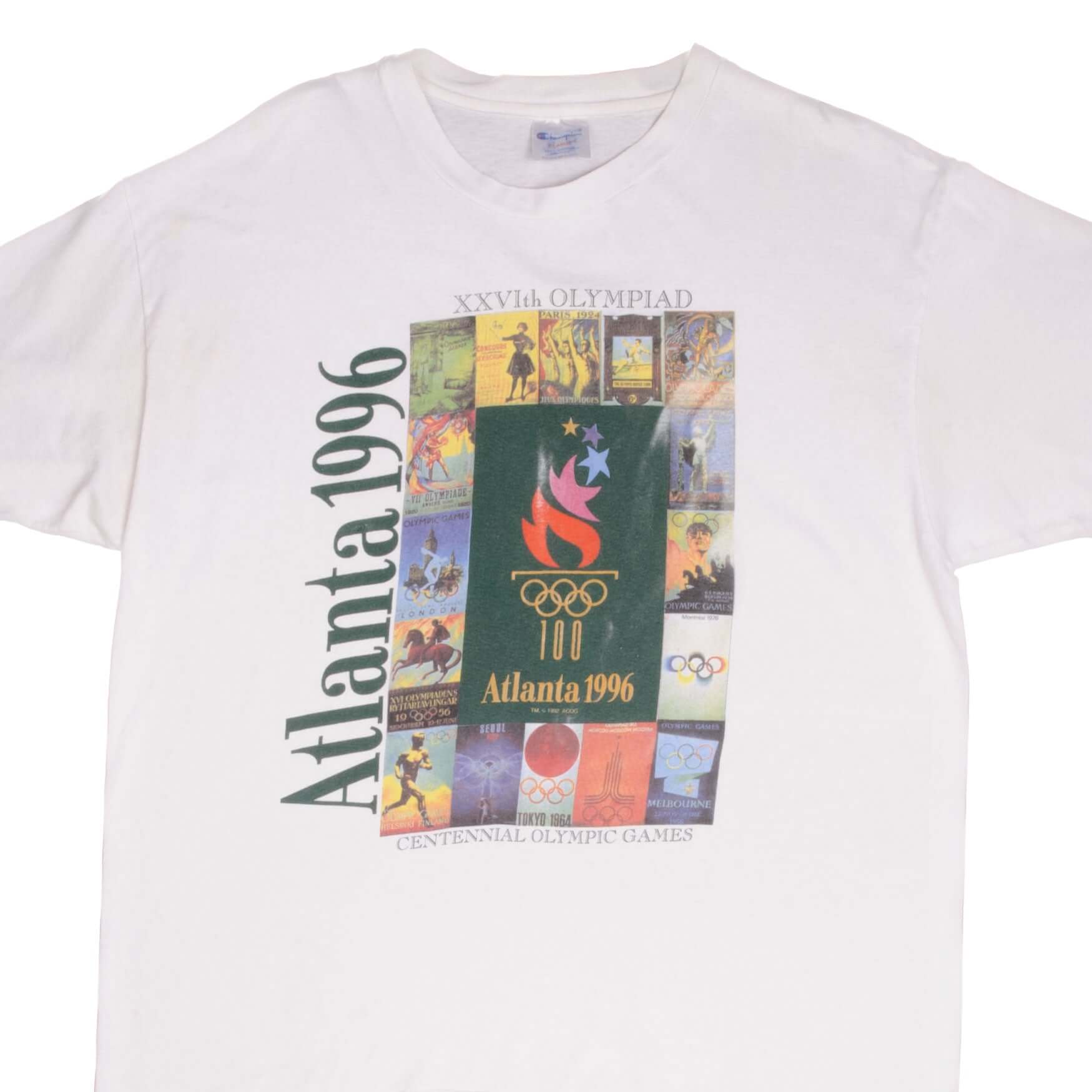 Vintage Champion Atlanta Olympics 1996 T-Shirt Size XL - Made in USA - Retro Sports Tee for Collectors & 90s Fashion Enthusiasts