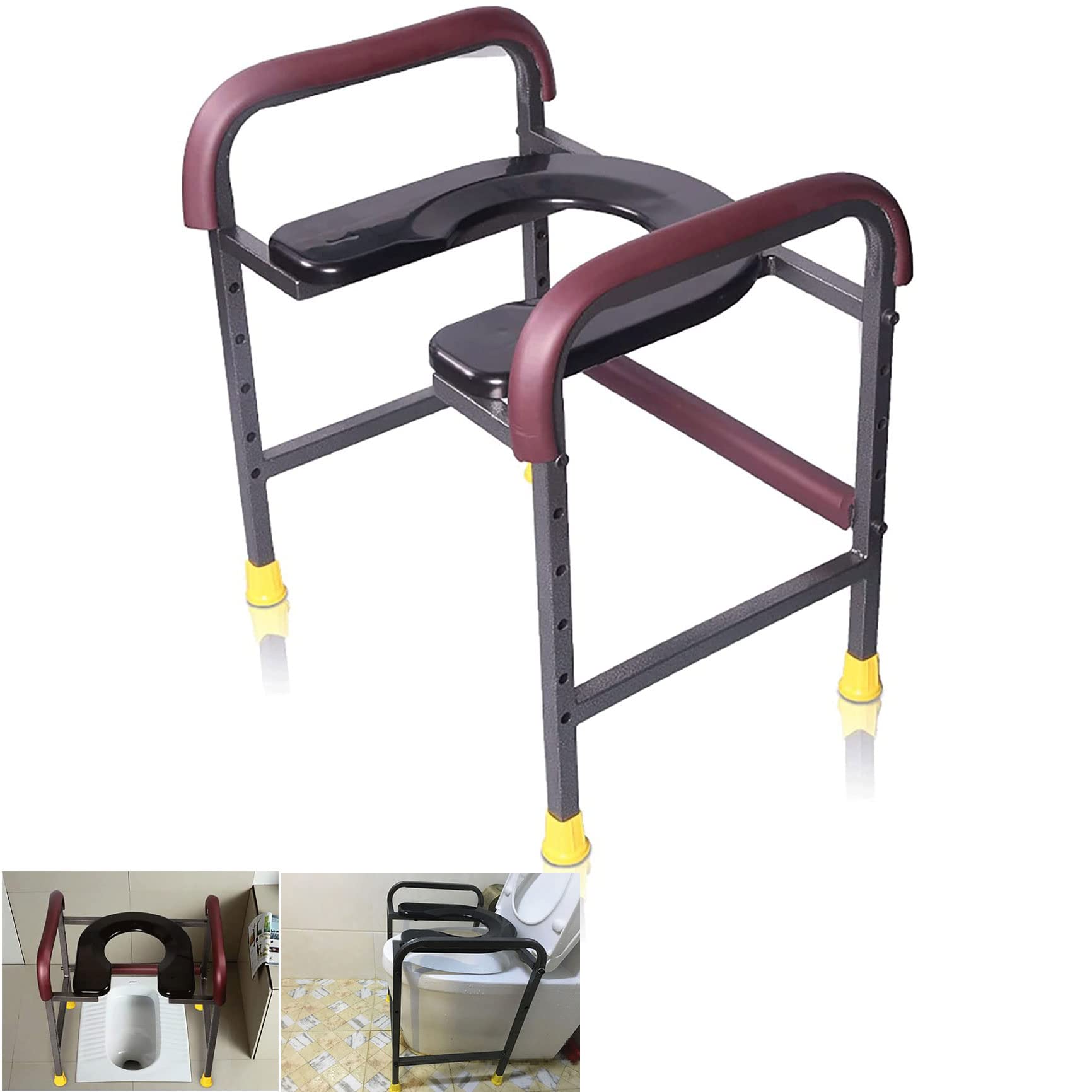 GT-LYD Adjustable Portable Bedside Commode Chair - 5-Step Height Adjustment (30-50cm) with Non-Slip Safety Features - Ideal for Elderly, Disabled & Pregnant Women - Multi-Functional as Toilet Seat, Shower Stool & Potty Chair - Perfect for Home Care, Hospital Use & Mobility Assistance