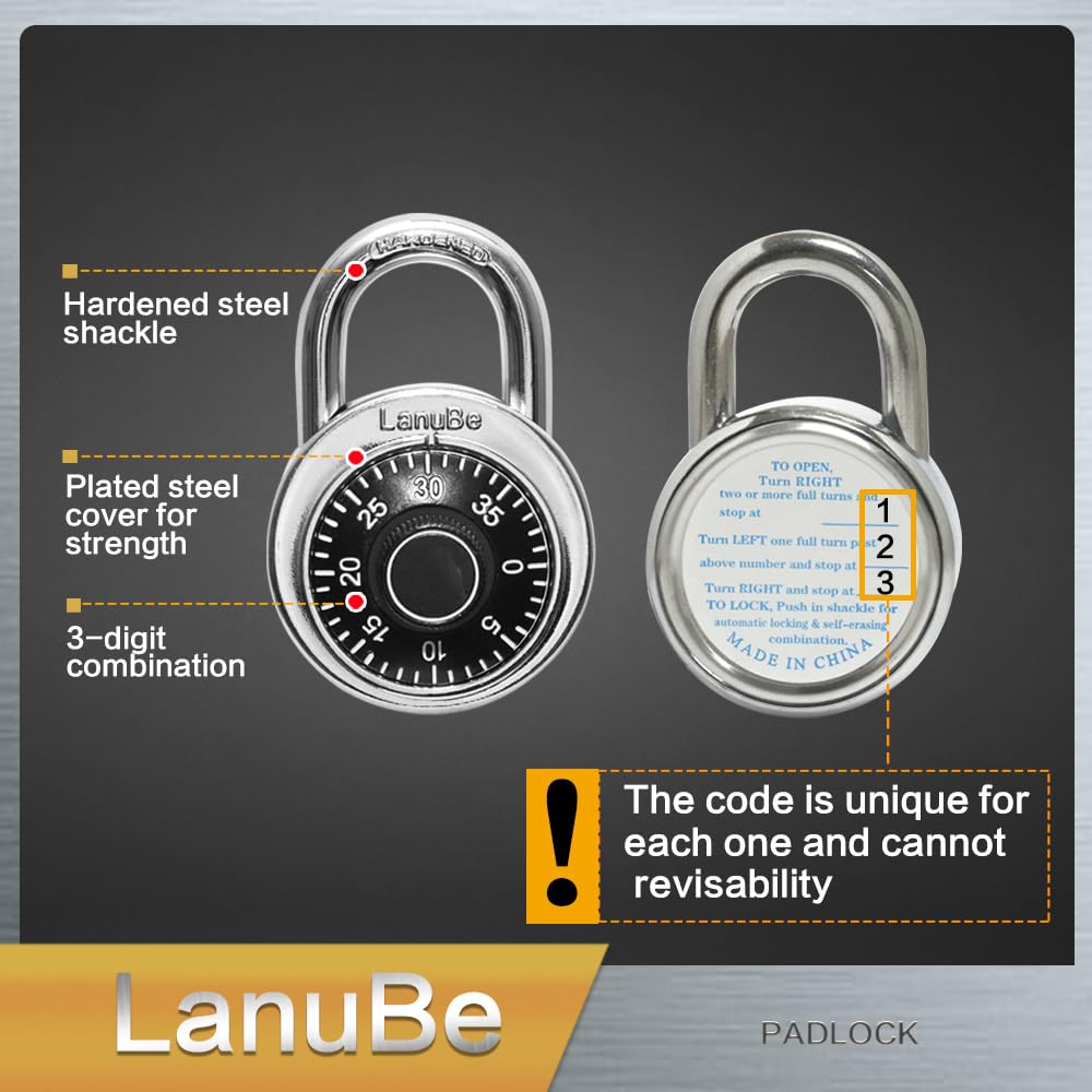 **48 Pack Black Standard Dial Combination Locks - 2 Inch Wide, Keyless Security for School Lockers, Employee Lockers, Gym Lockers, Toolboxes, Fences & More**