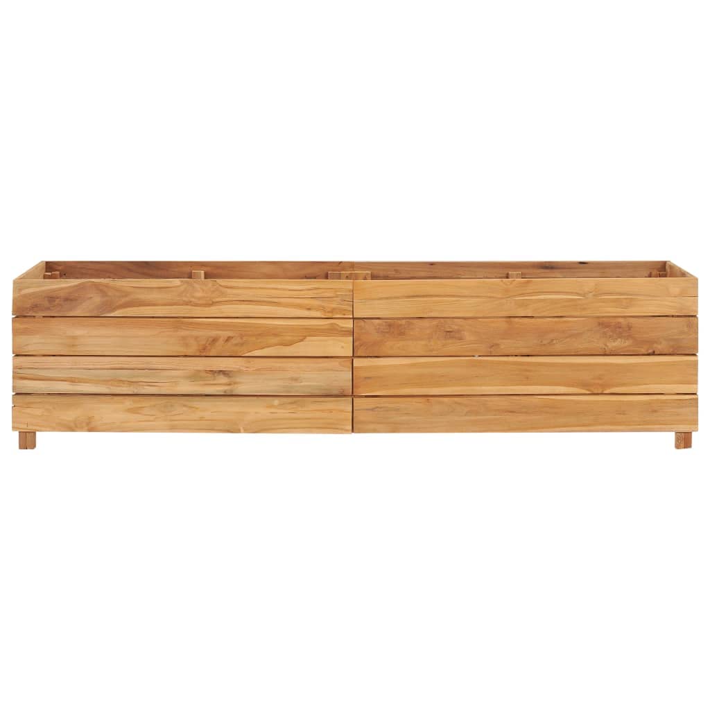 119.6''x15.7''x14.9'' Recycled Teak & Steel Raised Garden Bed - Outdoor Patio Furniture for Backyard, Deck, Lawn - Easy Assembly Gardening Solution for Vegetables, Flowers & Herbs