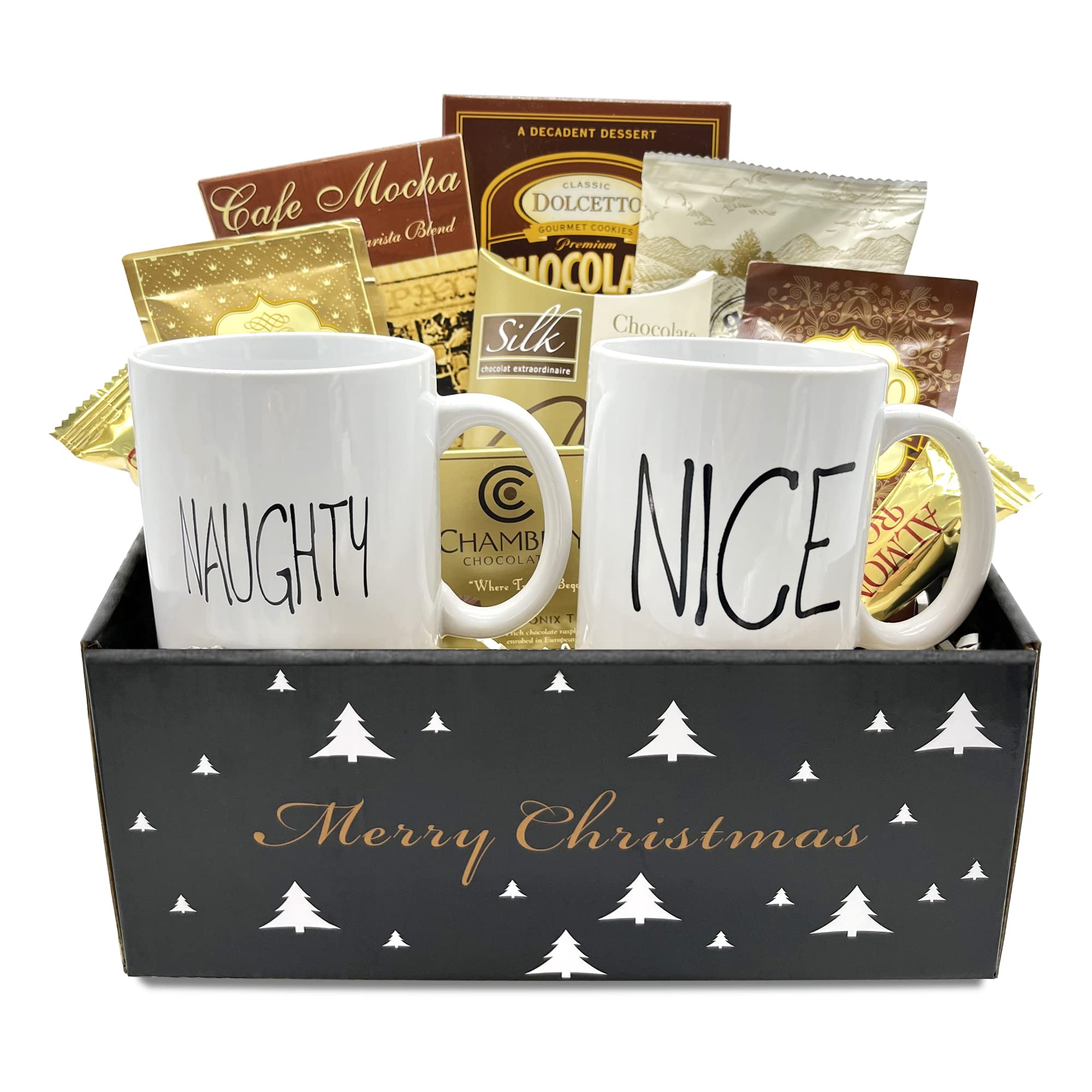 Coffee Gift Basket with Mugs & Snacks for Couples - Perfect for Holidays & Anniversaries