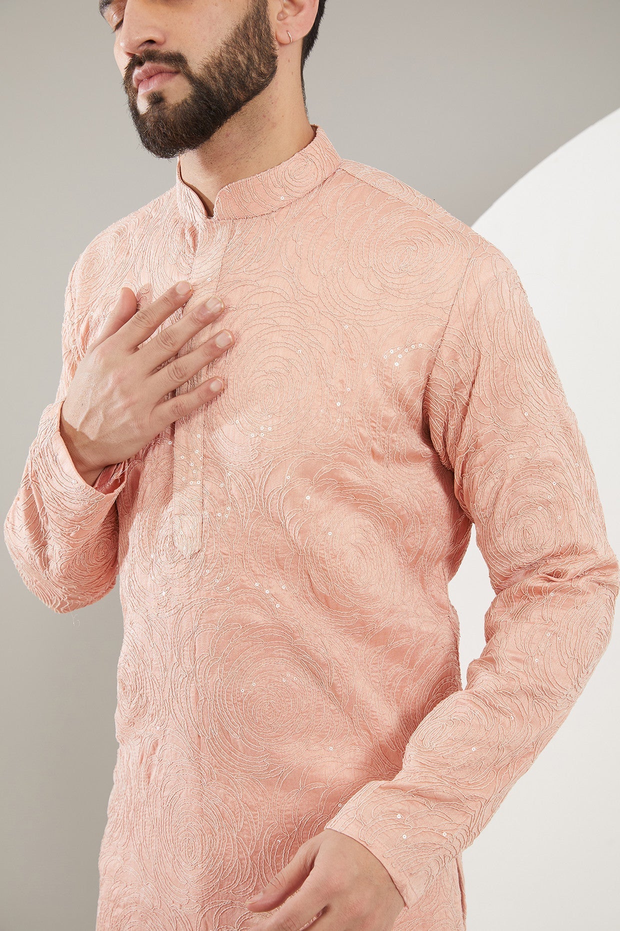 Elegant Peach Chikankari Kurta with Intricate Floral Embroidery - Traditional Indian Cotton Tunic for Women - Perfect for Festivals, Weddings & Casual Wear