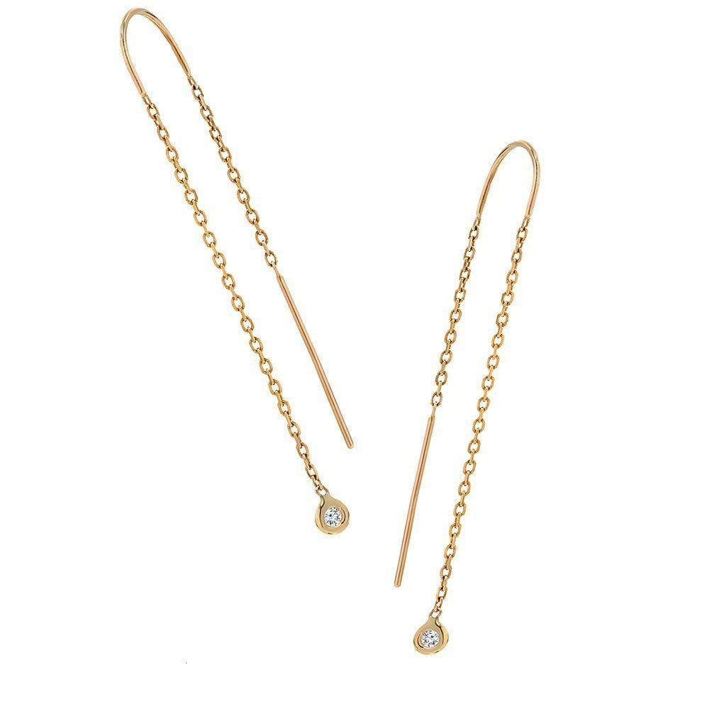 14K Yellow Gold Diamond Dangle Earrings for Women - Elegant Drop Earrings Gift for Her - Perfect for Everyday Wear, Date Nights & Special Occasions