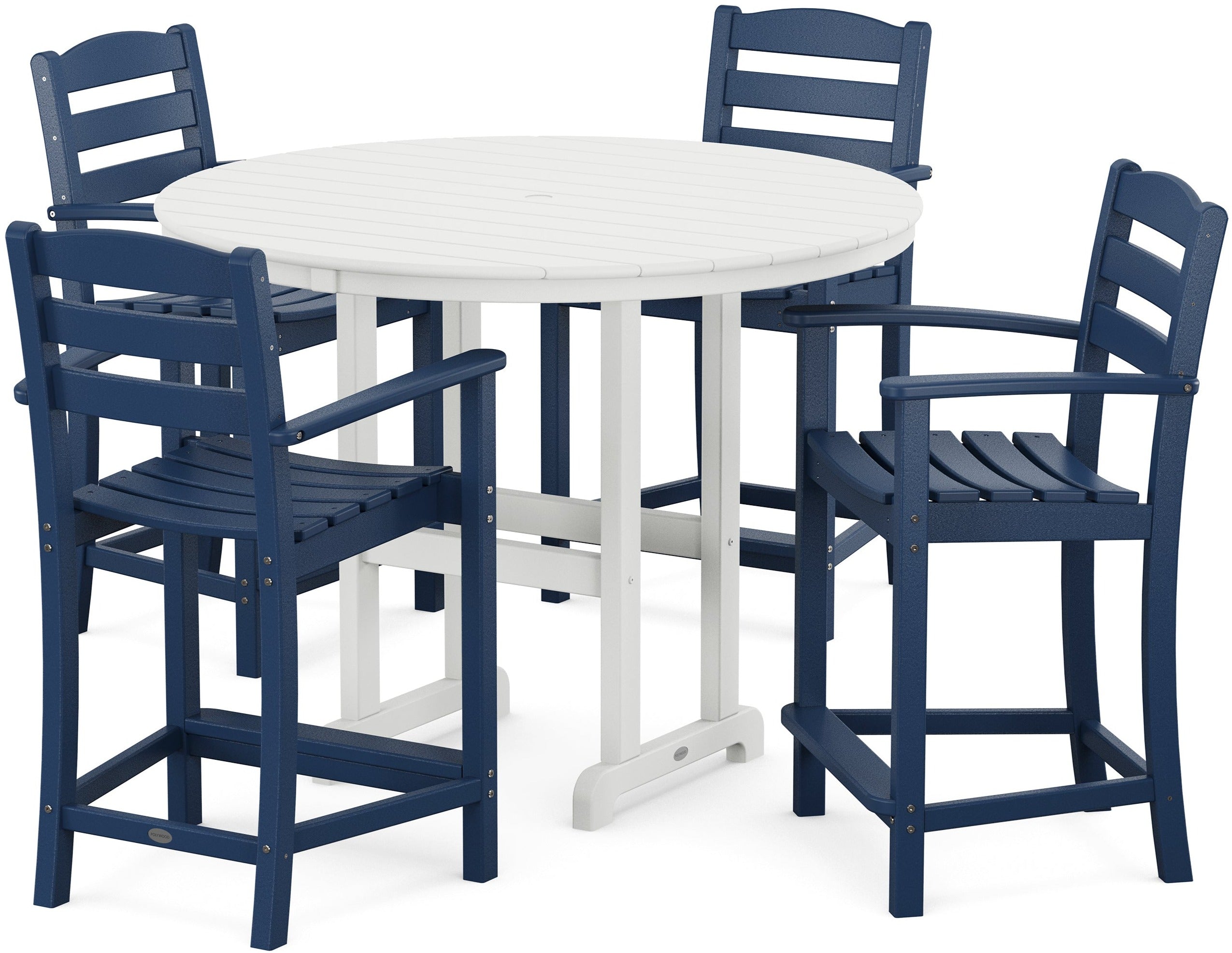 POLYWOOD La Casa Cafe 5-Piece Outdoor Counter Height Dining Set - Patio, Deck, Poolside Bistro Table and Chairs for Backyard, Garden, Restaurant