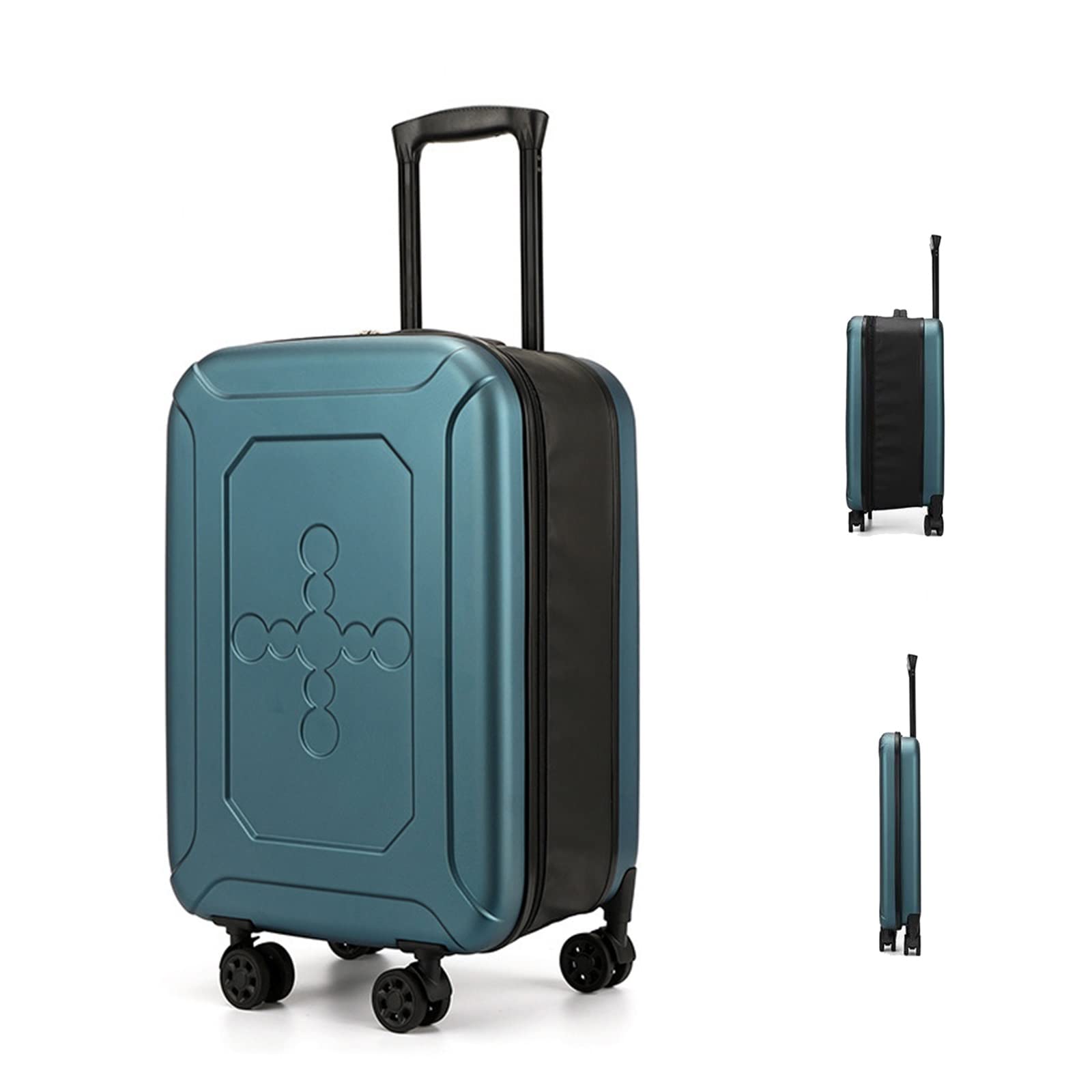 WANRI 20 Inch Blue Folding Luggage with One-Way Wheels - Lightweight Carry-On Trolley Suitcase for Men, Perfect for Business Travel & Weekend Getaways