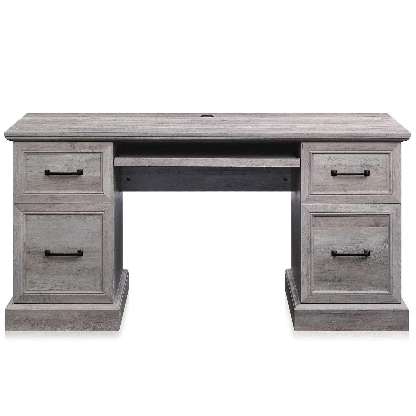 Rhudi 62 Inch Executive Office Desk - Dark Walnut Finish, Modern Grey Wash Design for Home & Business Workspaces - Perfect for Remote Work, Study & Professional Office Setup