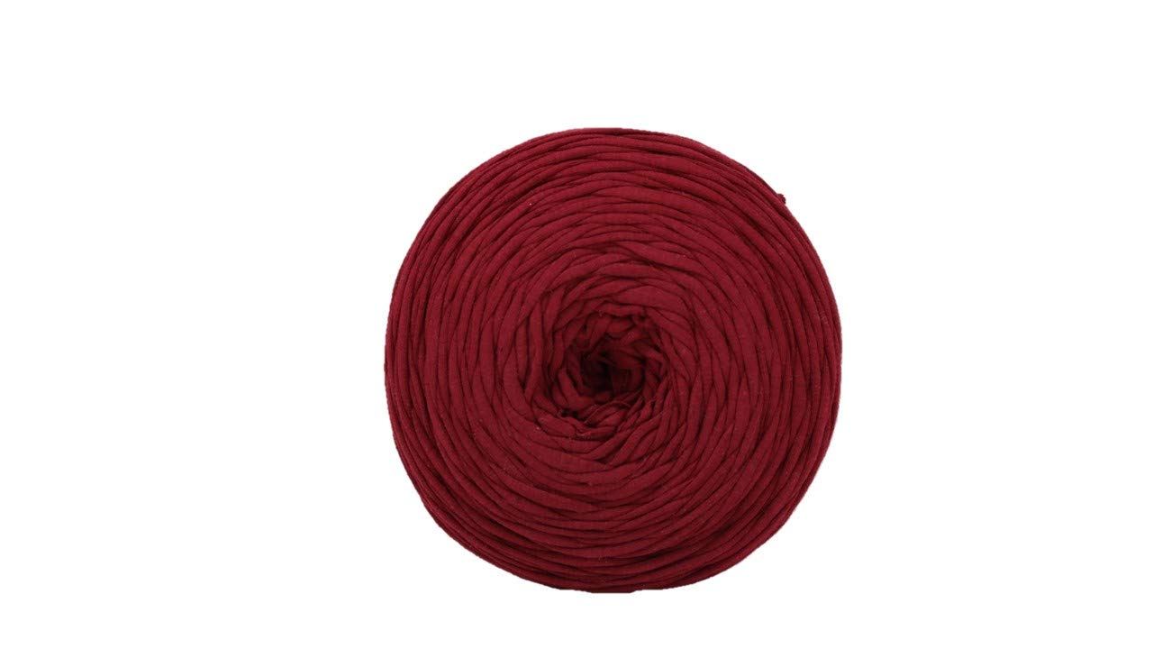 130 Yards Recycled T-Shirt Yarn (1.5 lb) - Eco-Friendly Crochet & Knitting Yarn in Burgundy - Perfect for DIY Rugs, Baskets & Home Decor Projects