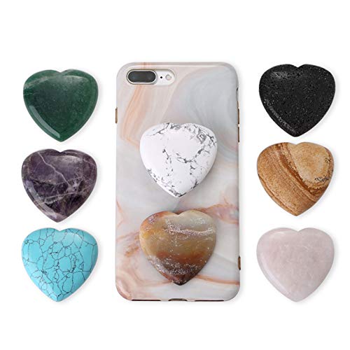 Black Lava Stone Heart Phone Grip with Essential Oil Diffuser - Collapsible Holder for iPhone, Samsung & Tablets - Perfect for Yoga, Meditation & Aromatherapy Sessions