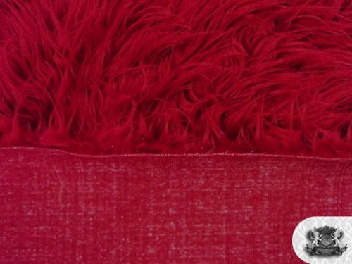 Faux Mongolian Fur Fabric by the Yard - Dark Red | Soft Plush Material for DIY Blankets, Coats & Home Decor