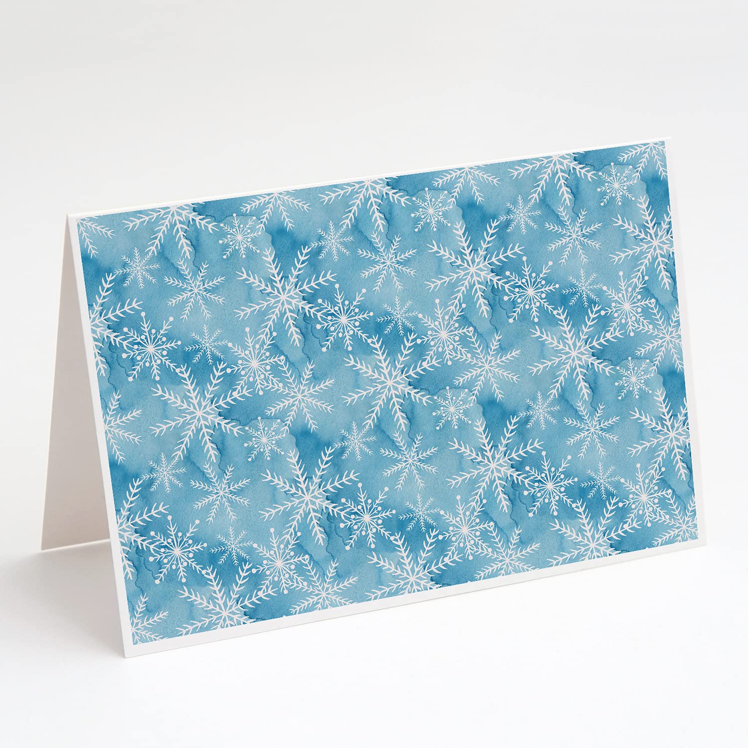 Watercolor Snowflake on Blue Blank Greeting Cards & Envelopes - Pack of 8 A7 Size 5x7 Note Cards for Christmas, Holiday Wishes & Winter Celebrations