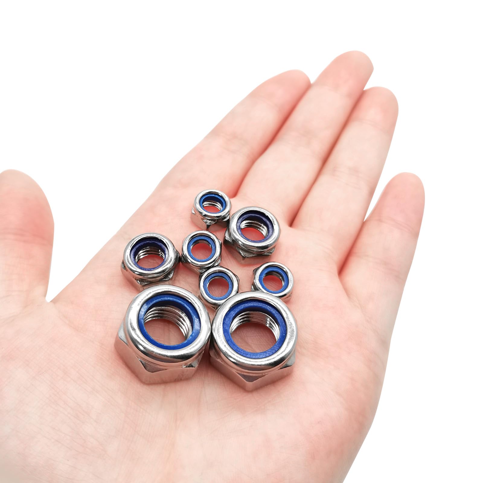 20pcs M6 Nylon Lock Nuts - 304 Stainless Steel Hex Nyloc Nuts for Bolts & Fasteners - DIY & Automotive Use