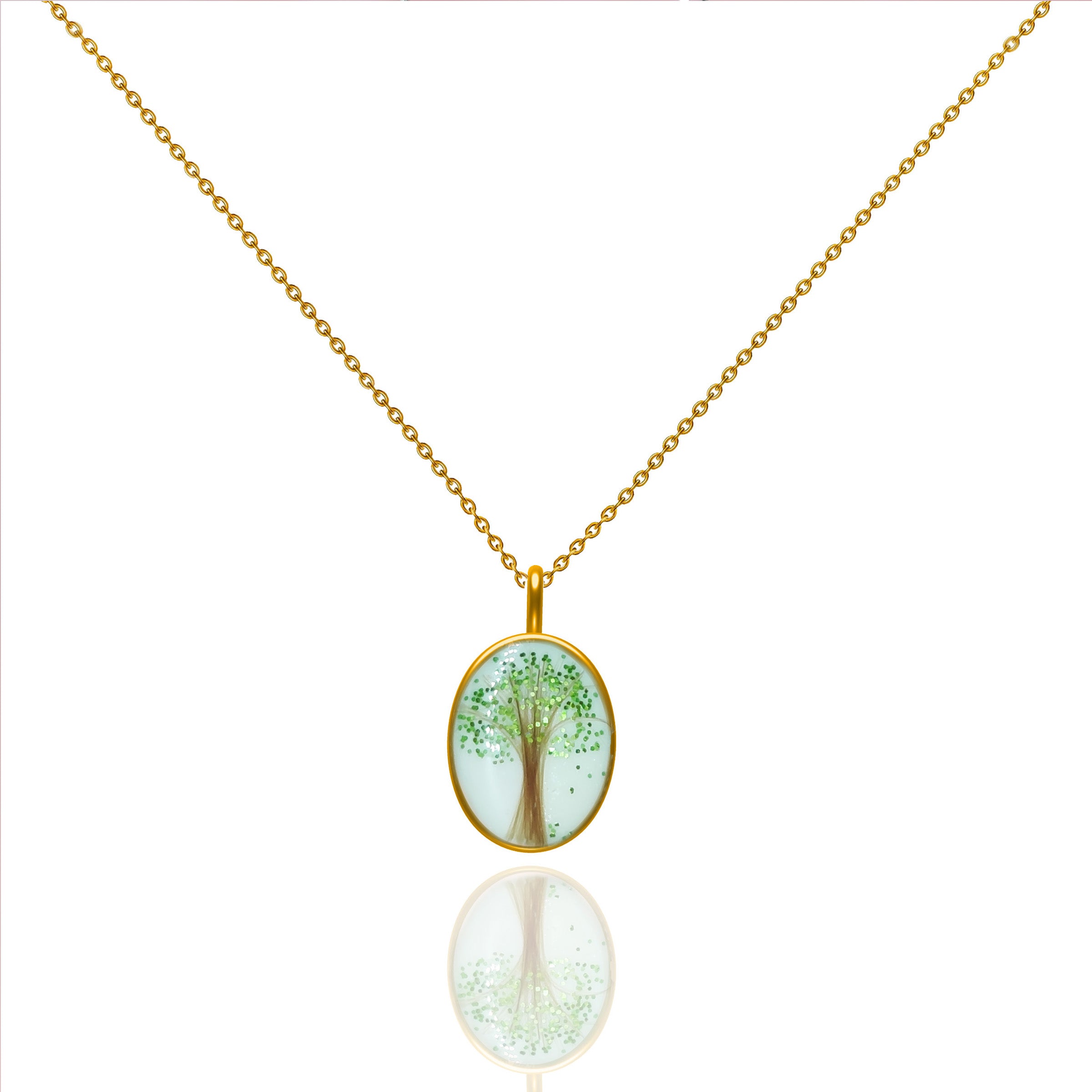 LoveMiracle Solid Gold Oval Breastmilk & Baby Hair Keepsake Necklace - Perfect for New Moms, Baby Shower Gifts & Cherished Memories