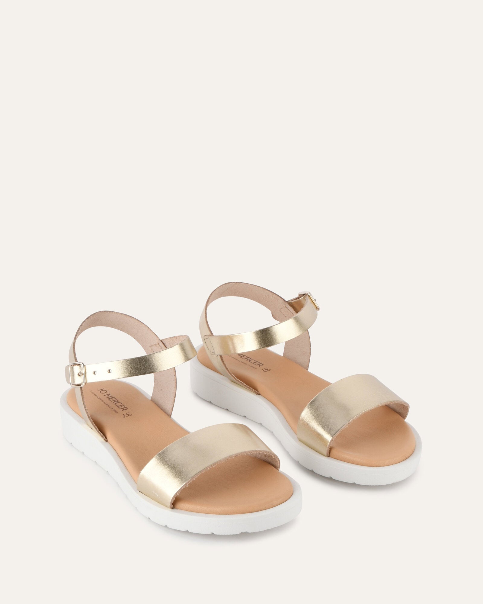 ROBIN Women's Flat Sandals - Genuine Gold Leather Comfortable Slides for Summer, Beach, and Casual Outfits