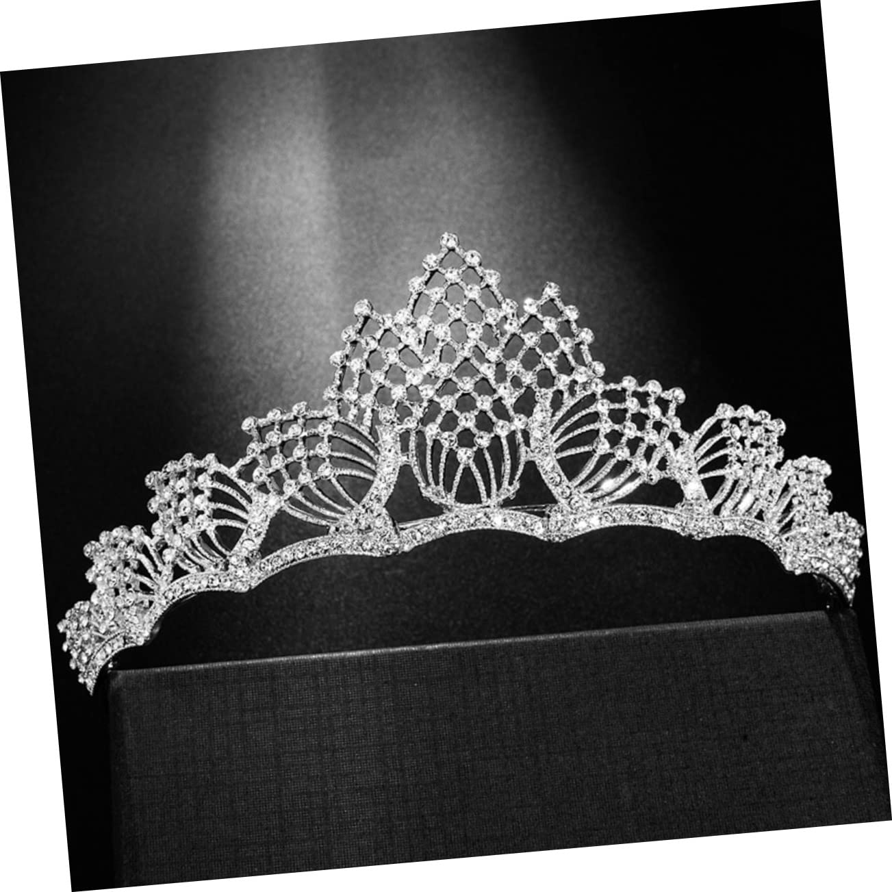 POPETPOP Rhinestone Bridal Tiara Headband - Crystal Wedding Crown Hair Accessory for Bride, Bridesmaid, Prom, Pageant, and Special Occasions - Elegant Alloy White Vine Design