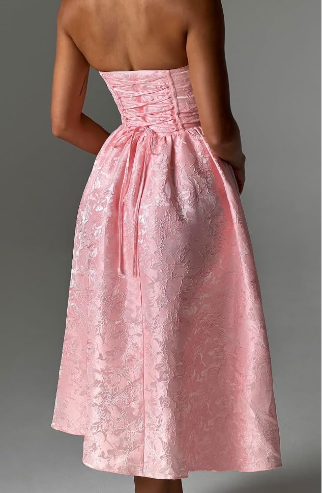 Elegant Satin Strapless Prom Dress - Tea Length Ball Gown A-Line Formal Evening Gown for Women | Perfect for Weddings, Parties & Special Occasions
