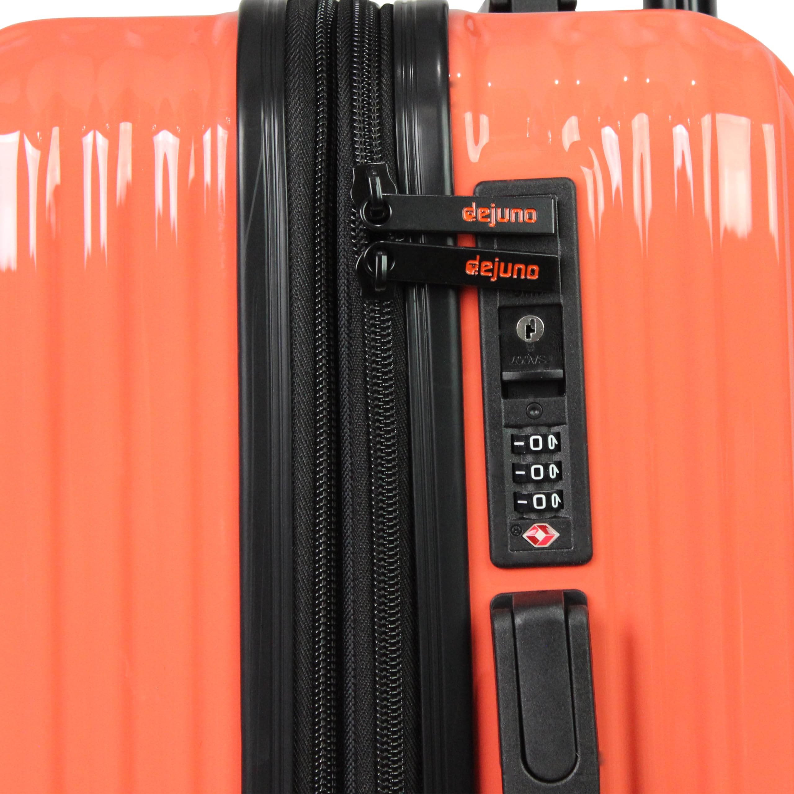 Dejuno 28-inch Lightweight Polycarbonate Expandable Hardside Spinner Luggage with TSA Lock - Coral | Durable Travel Suitcase for International Flights & Business Trips