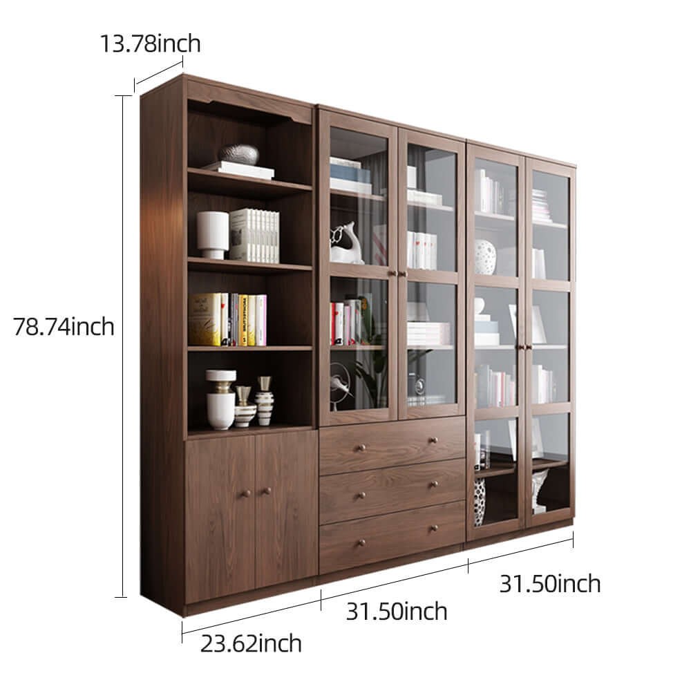 Modern Floor to Ceiling Bookshelf with Doors - Modular Storage Cabinet for Living Room, Office & Bedroom - Space Saving Organizer for Books, Decor & Essentials