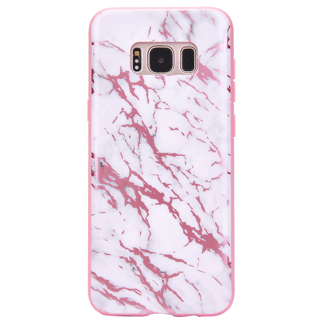 Pink Chrome White Marble Samsung Galaxy Phone Case - Trendy Protective Cover for Everyday Use & Fashion Accessory
