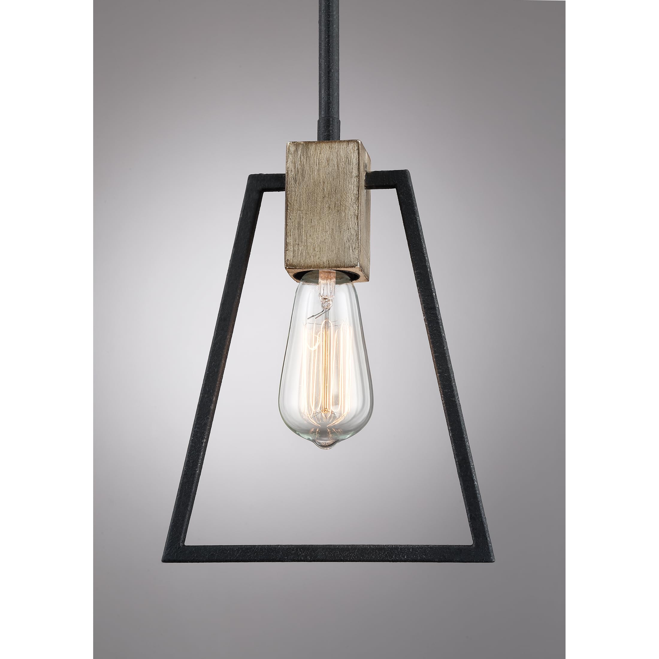 Quoizel Brockton 1-Light Grey Ash Mini Pendant Light - Modern Hanging Fixture for Kitchen Island, Dining Room & Bedroom Lighting
