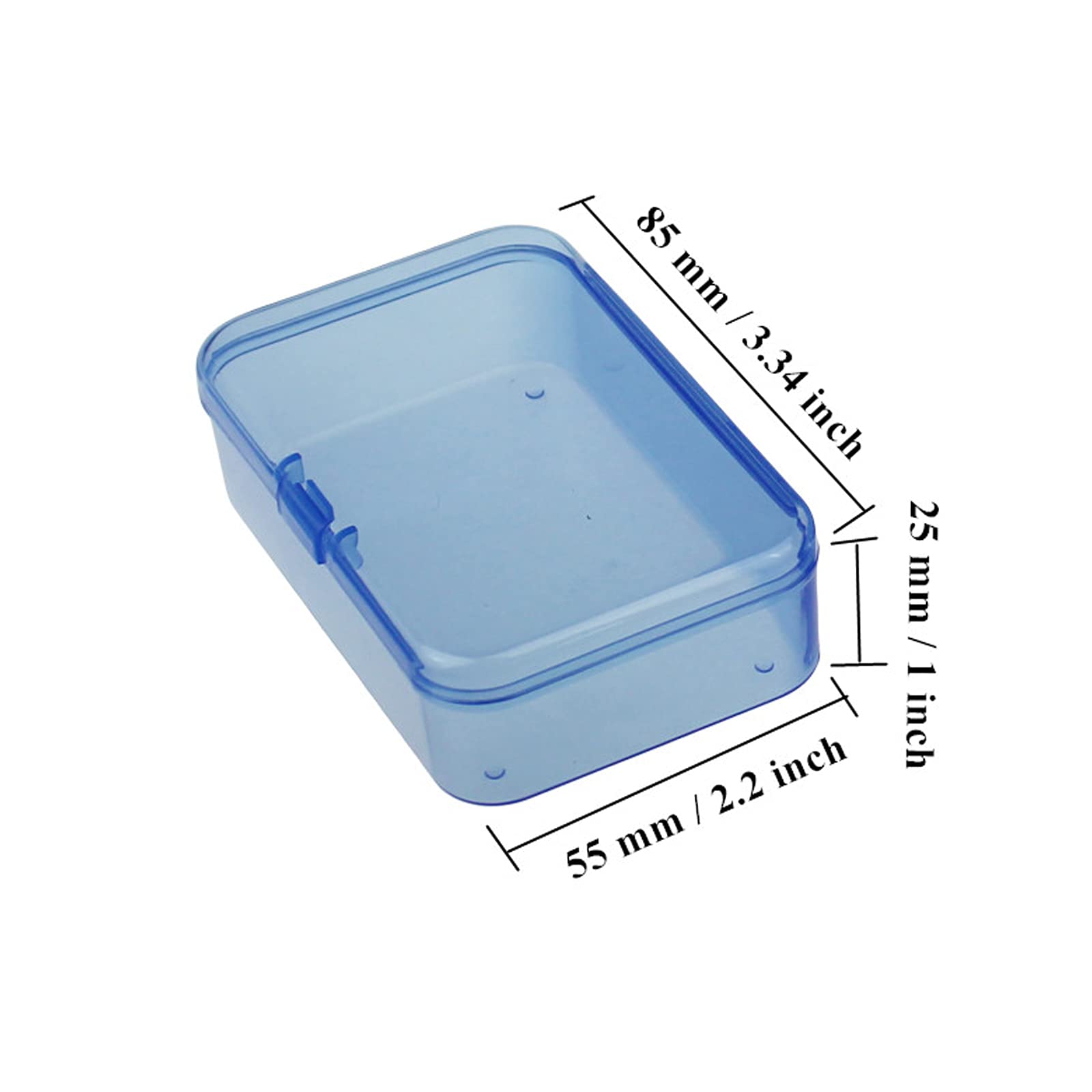 12-Piece Mini Rectangular Plastic Storage Boxes with Hinged Lids - Small Organizer Containers for Jewelry, Beads, Crafts & Office Supplies (Blue, 3.3