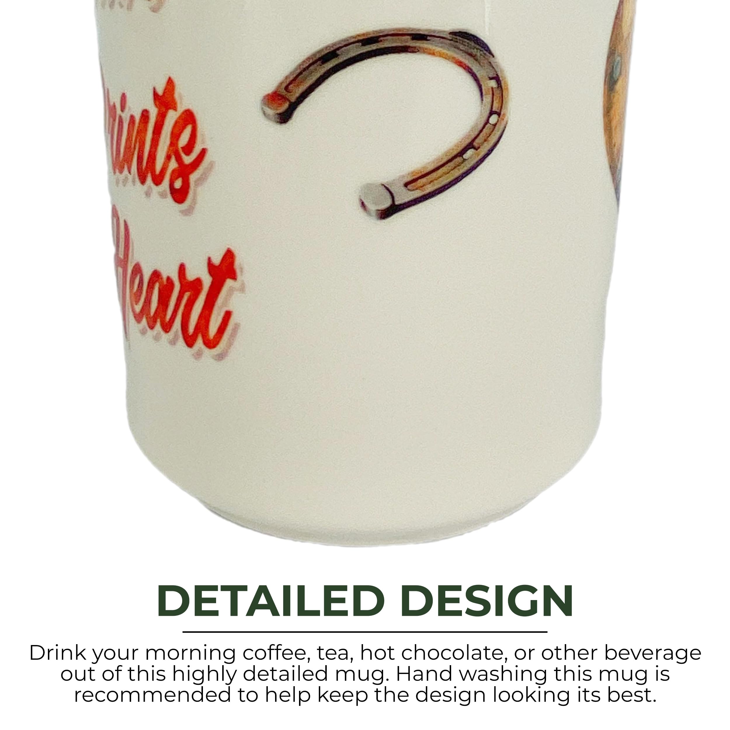 Rivers Edge Products 16 Oz Horse Print Ceramic Coffee Mug with Handle - Espresso, Latte & Tea Cup with Horseshoe & Hoof Prints - Perfect for Home, Office & Gifts