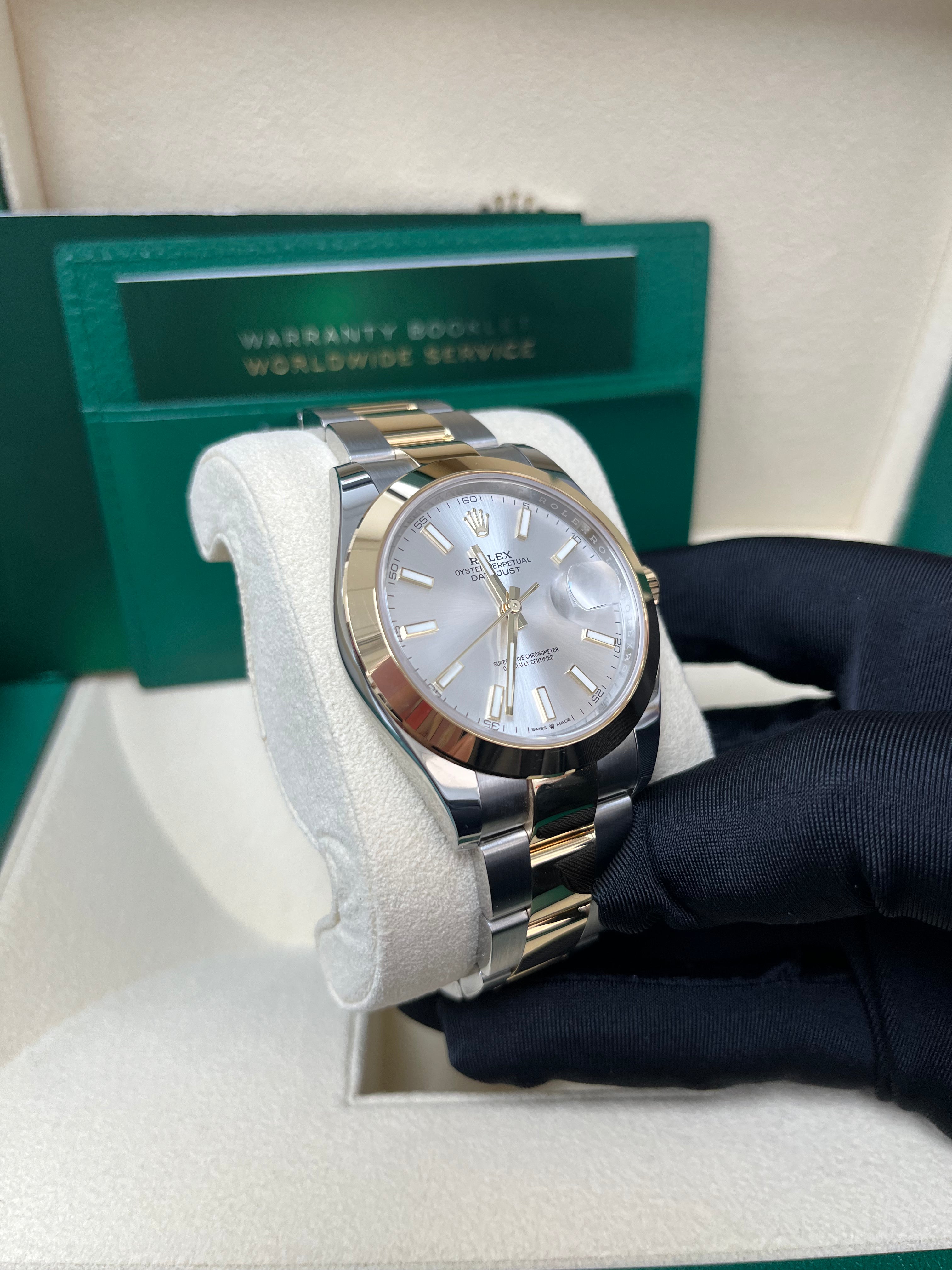 Rolex Datejust 41 Two Tone Yellow Gold & Oystersteel Watch with Silver Index Dial (Ref# 126303) - Luxury Dress Watch for Men, Perfect for Business, Formal Events & Special Occasions