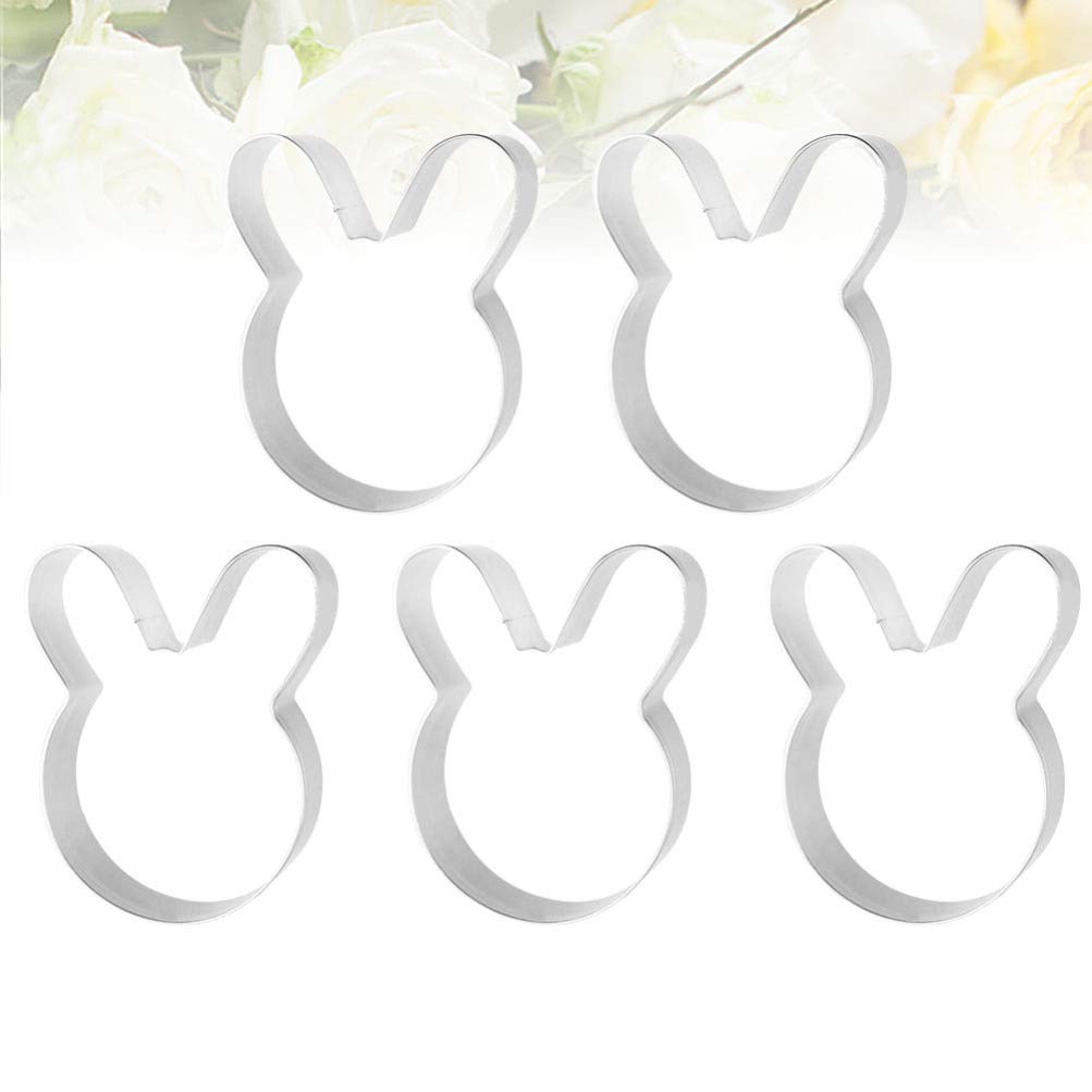 Hemoton 5-Piece Stainless Steel Rabbit-Shaped Baking Molds Set - Cake, Cookie & Fruit Cutters for DIY Desserts, Party Treats and Holiday Baking