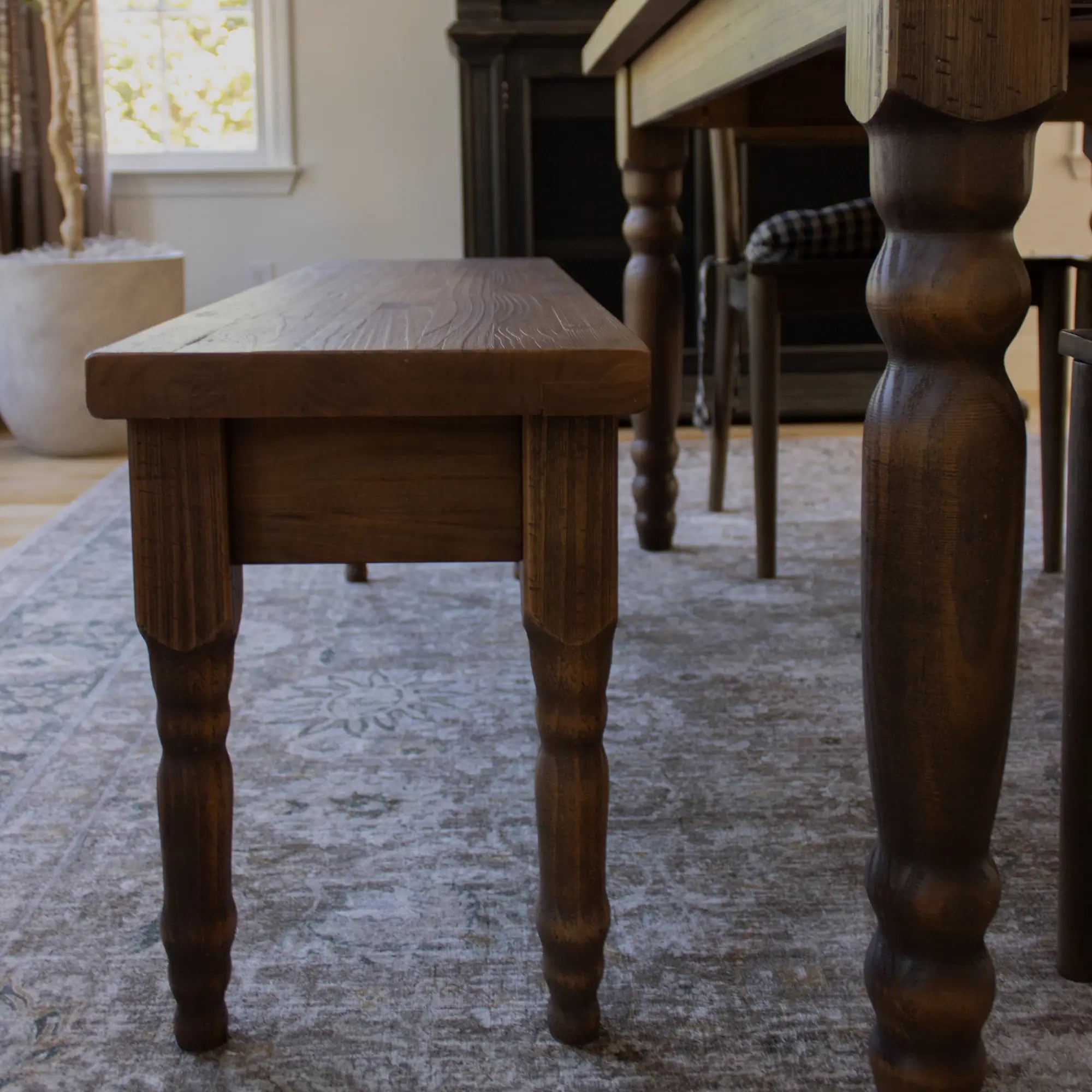 Valerie Solid Wood Bench - Rustic Entryway, Dining, or Bedroom Seating - Handcrafted Wooden Bench for Home Decor