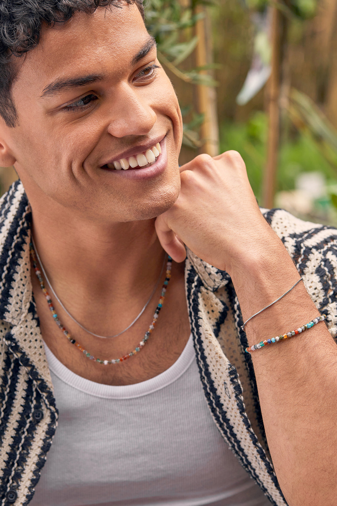 Gemstone Rondelle Bracelet for Men - Natural Beaded Healing Crystal Jewelry - Perfect for Meditation, Yoga & Spiritual Gifts