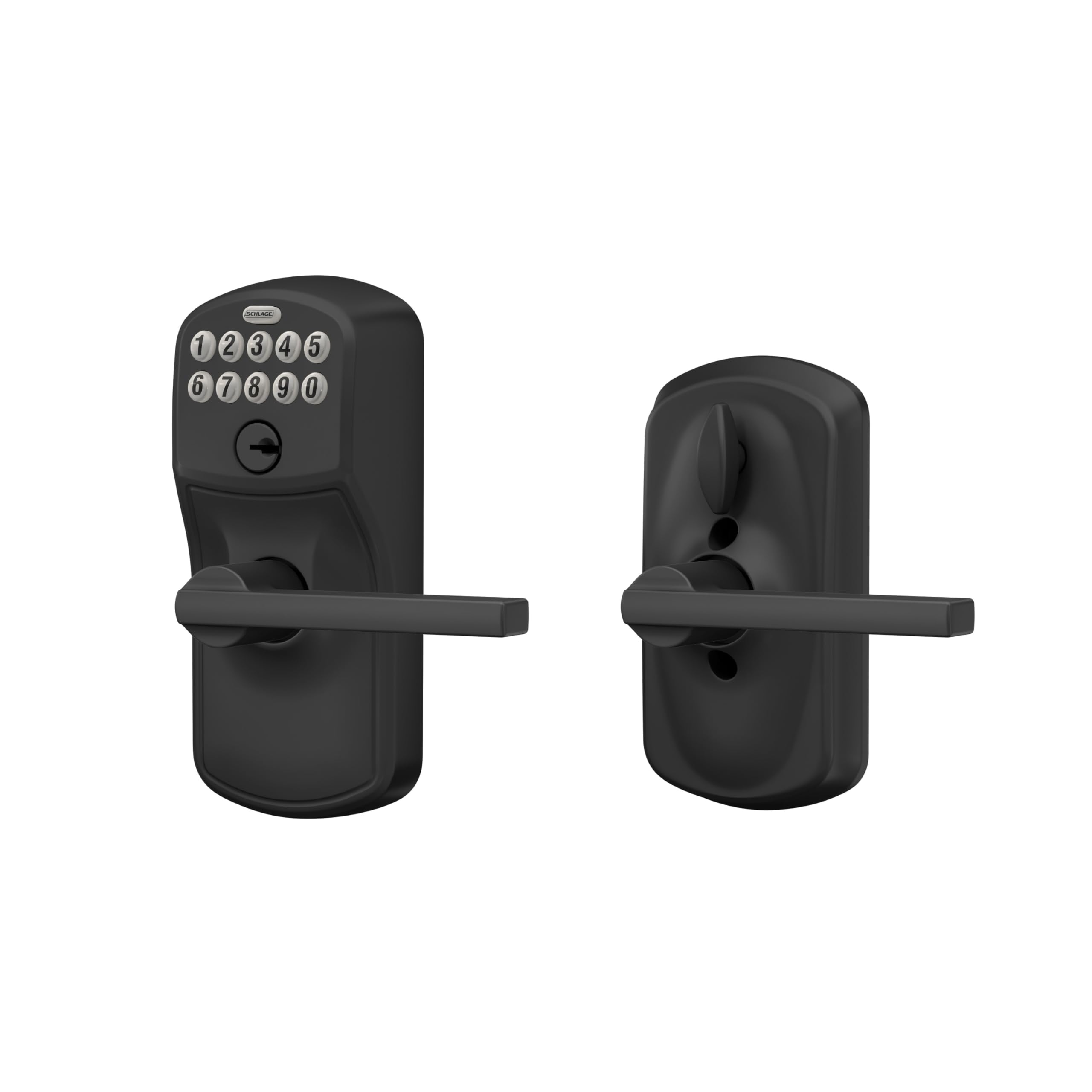 Schlage FE595 PLY 622 LAT Plymouth Keypad Entry Door Lock with Flex-Lock Technology & Latitude Lever - Matte Black Finish | Secure Keyless Entry for Homes & Offices