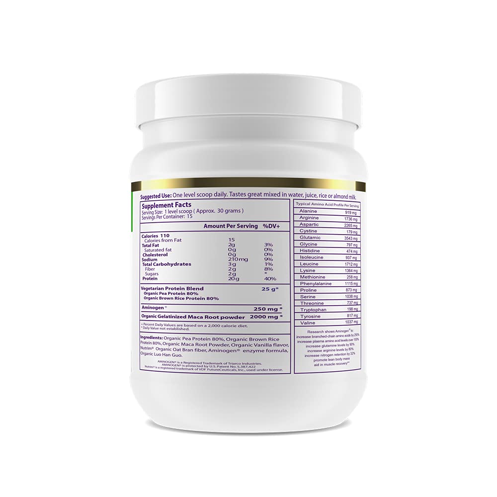 Paradise Herbs Maca Up Protein Powder - Vanilla Flavor, 15.87 oz | Organic Plant-Based Protein Supplement for Energy & Stamina | Perfect for Smoothies, Shakes & Post-Workout Recovery