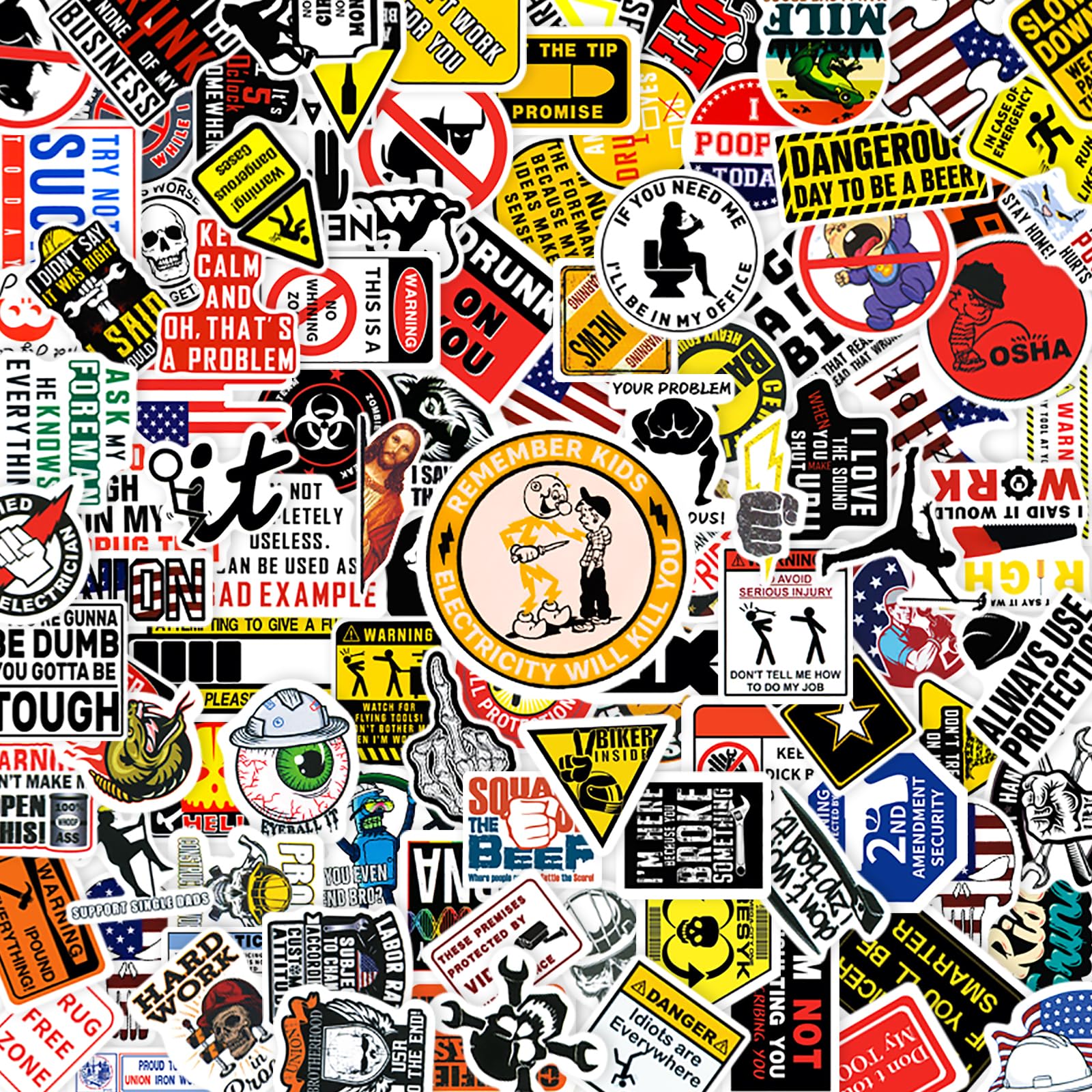 200 Pcs Hard Hat Stickers for Tool Box & Helmet - Vinyl, Waterproof Funny Stickers for Adults - Blue Collar Decals for Mechanics, Electricians, Union Workers, Oilfield, Military, Construction & Welders - Perfect for Personalizing Helmets, Toolboxes & Worksite Gear