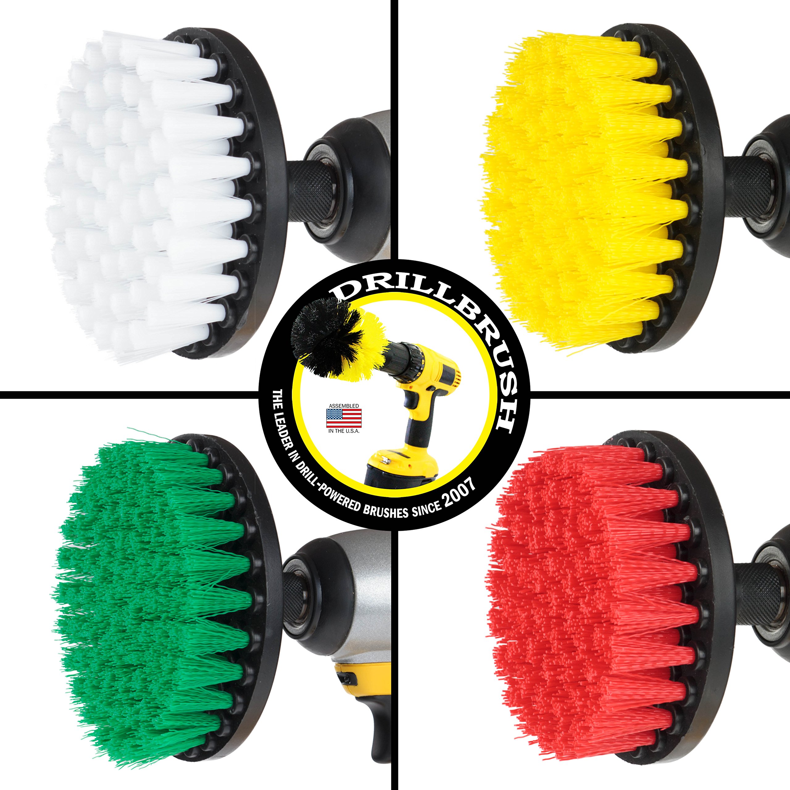 Drill Brush Cleaning Kit - Power Scrubber Set for Shower, Tile, Bathtub, Kitchen & Oven - Heavy Duty Drill Brush Attachments for Deep Cleaning - Perfect for Bathroom, Kitchen & Outdoor Bird Bath Maintenance