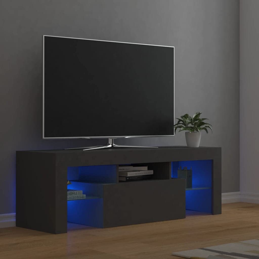 55 Inch TV Stand with LED Lights & Storage Shelves - Modern Entertainment Center for Living Room, Grey | Perfect for Home Theater & Media Storage