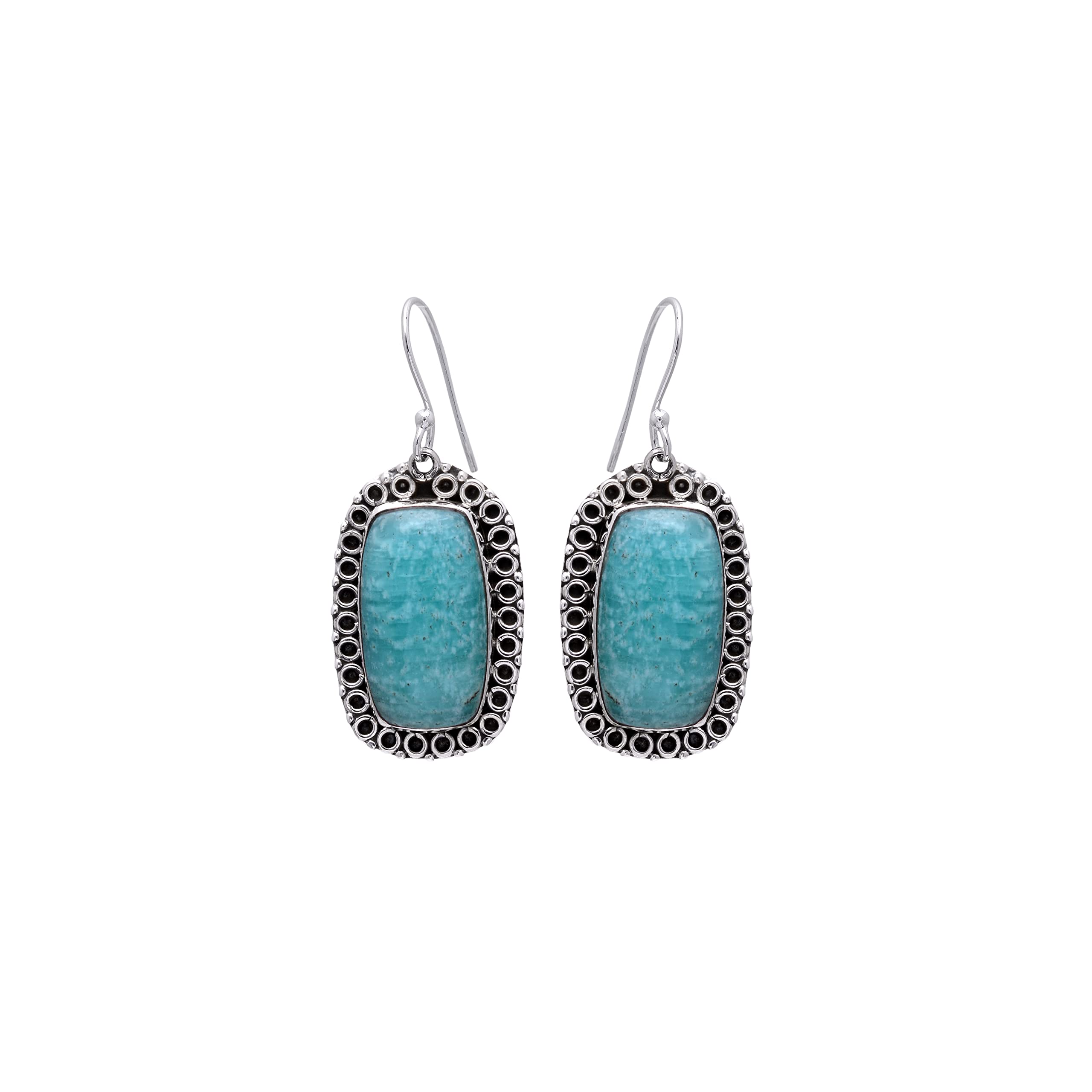 Veracity Jewelry Amazonite Earrings for Women - 925 Sterling Silver Dangle Earrings with Natural Blue-Green Amazonite Gemstone | Handmade Birthstone Jewelry Gift for Her | Perfect for Weddings, Parties & Everyday Wear