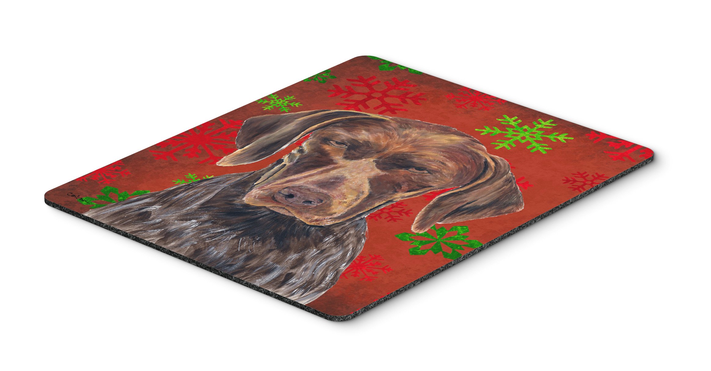 German Shorthaired Pointer Red Snowflakes Holiday Christmas Mouse Pad - Washable Large Mouse Mat for Home Office, Gaming & Computers - Perfect for Festive Decor & Workstation Setup