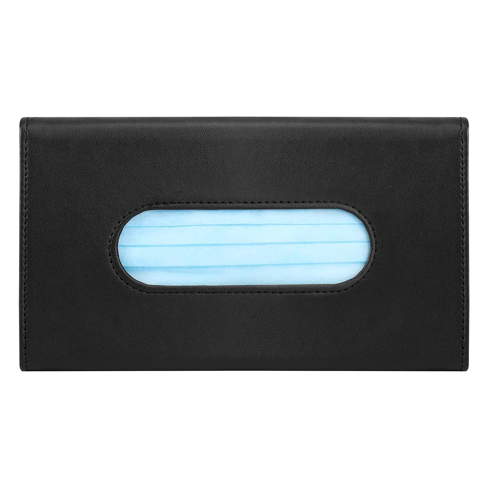 Universal Car Tissue Holder - Black PU Leather Sun Visor Napkin Box for Auto Accessories | Easy Car Organization
