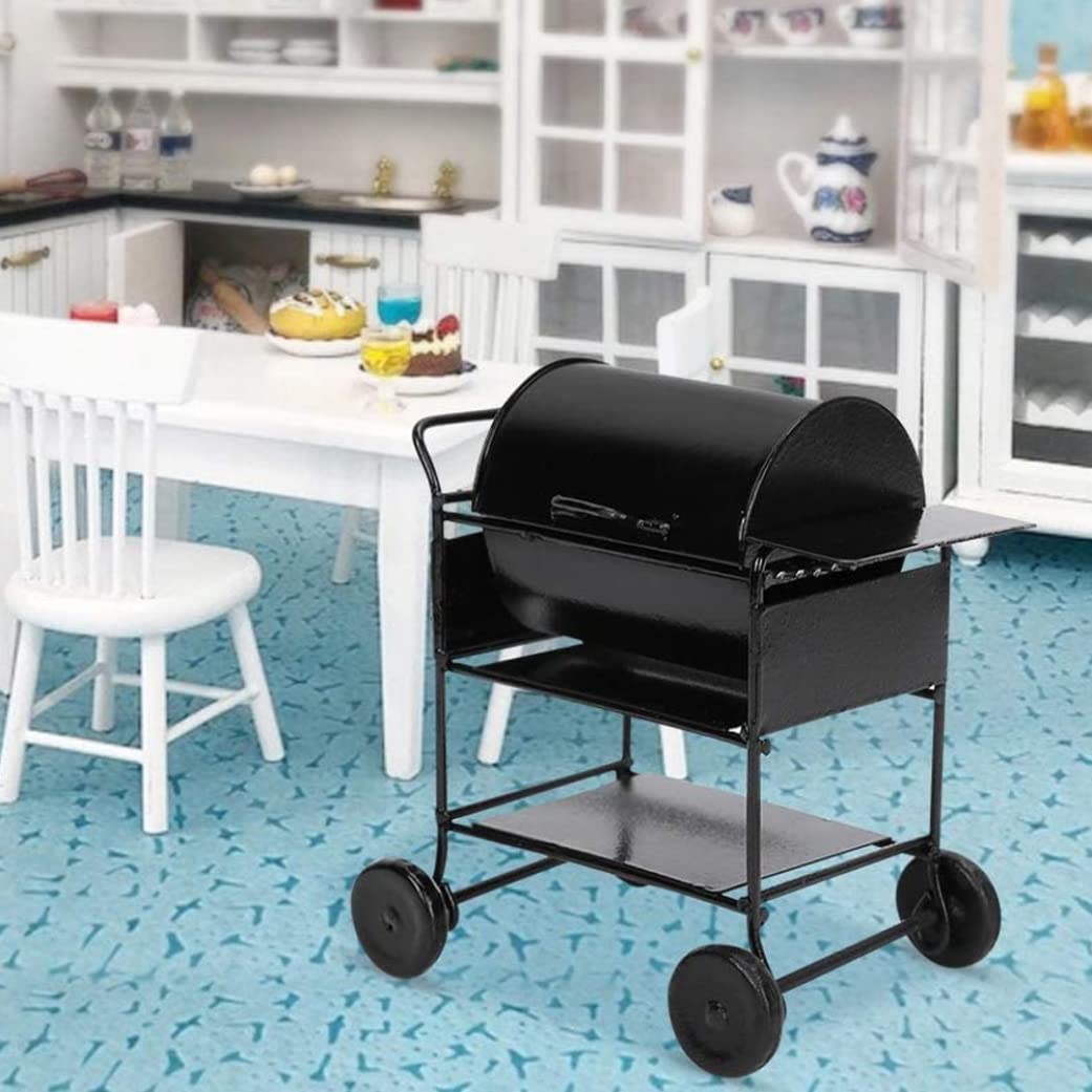 Miniature Dollhouse Kitchen Furniture Set - BBQ Grill, Roasting Oven & Food Accessories for Pretend Play | Perfect for Dollhouse Decor, Kids Role Play & Collectors Display