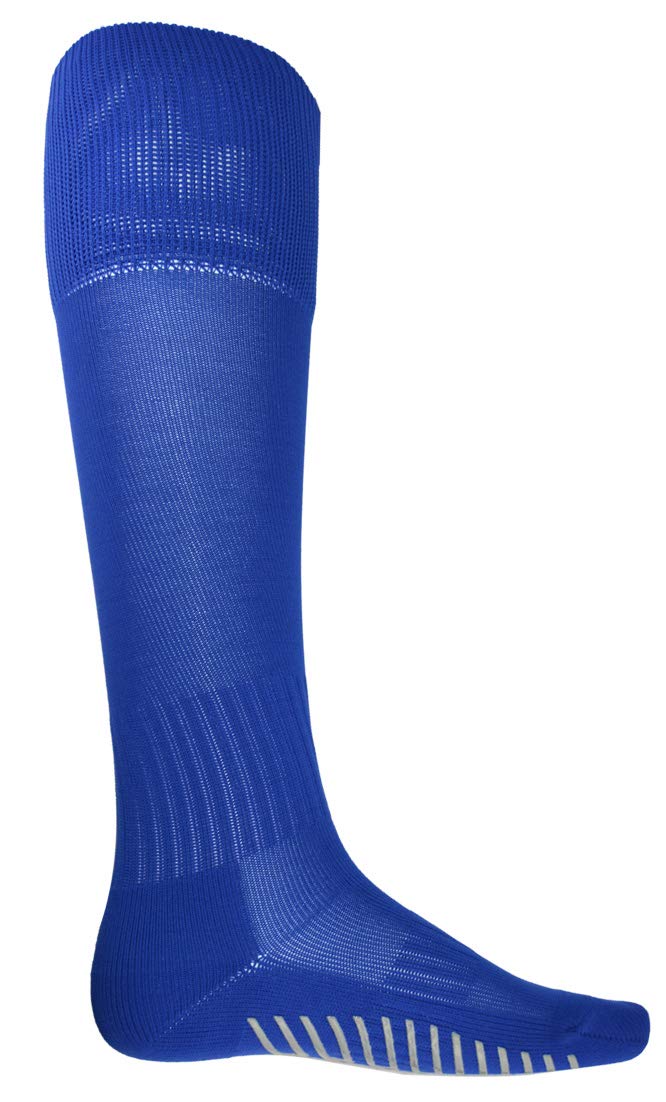 Vizari V Grip Long Sport Socks for Men - Breathable Polyester Athletic Socks with Non-Slip Rubber Grip - No Logo Solid Crew Socks - Perfect for Running, Basketball & Gym Workouts